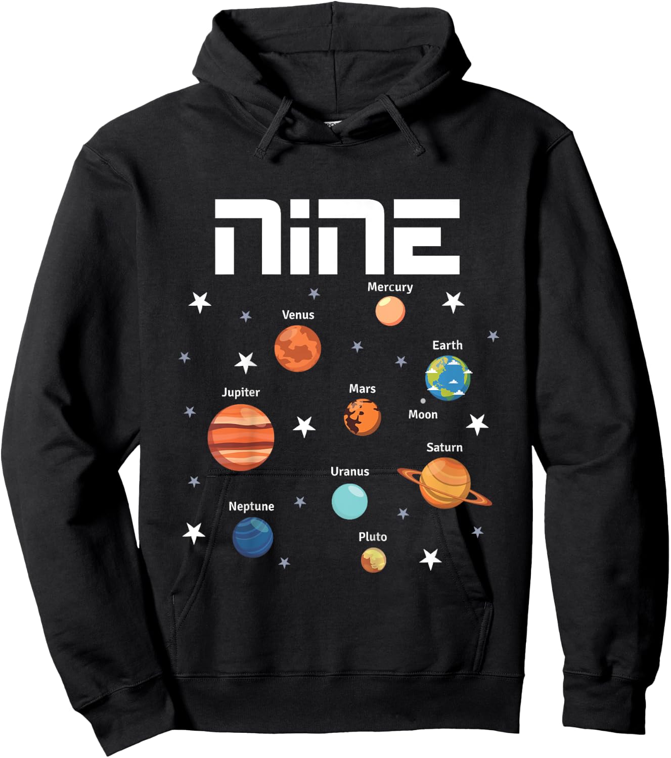 9 Year Old Outer Space Birthday Shirt Solar Planets 9th Gift Hoodie - Hoodie | Black