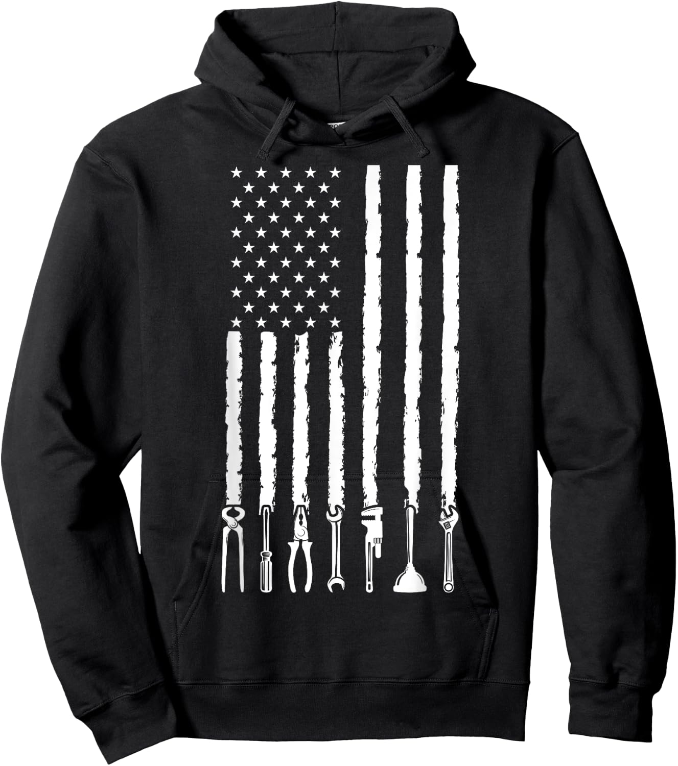 4th of July Patriotic Handyman USA American Flag Plumber Hoodie - Hoodie | Black