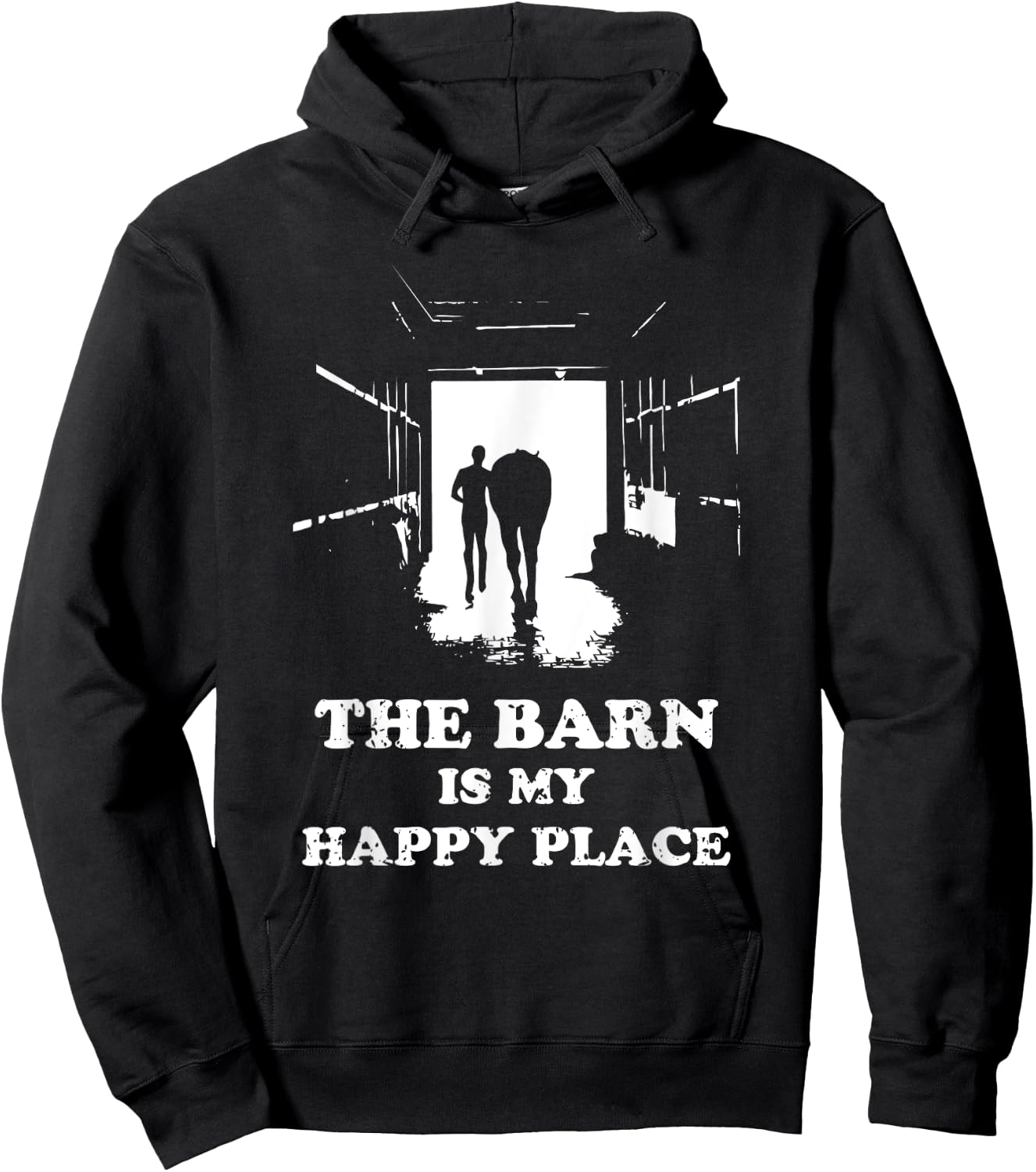 The Barn Is My Happy Place Horse Lover Men Kids Hoodie - Hoodie | Black