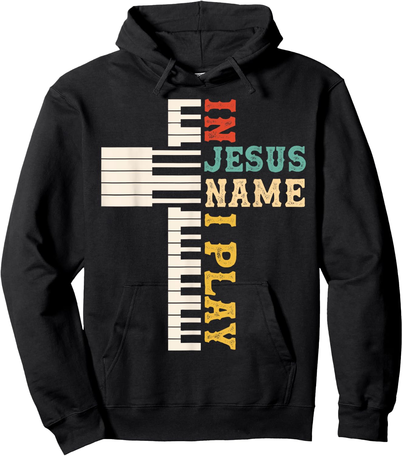In Jesus Name I Play Piano Christian Music Christian Cross Hoodie - Hoodie | Black