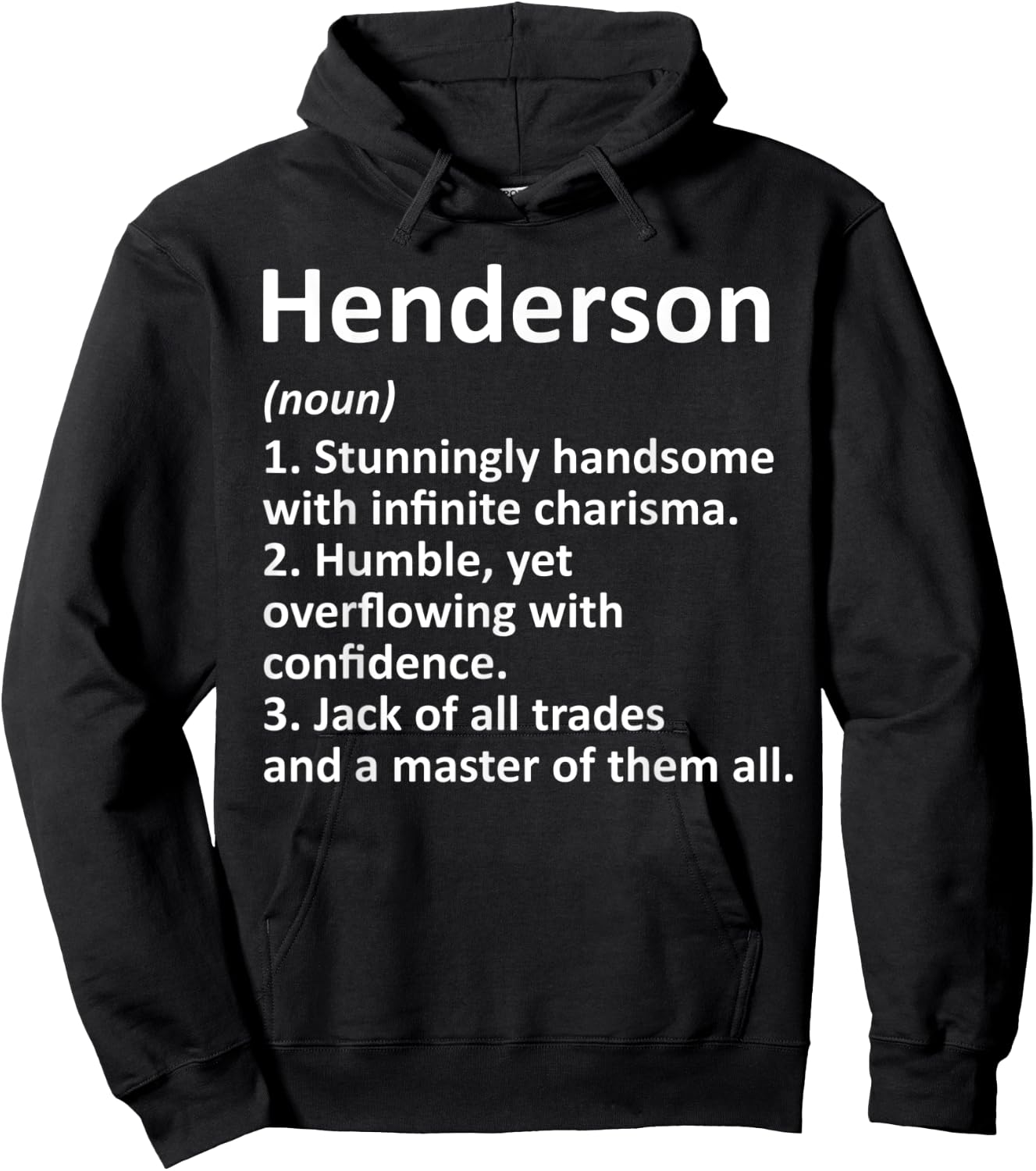 HENDERSON Definition Funny Surname Family Birthday Reunion Hoodie - Hoodie | Black