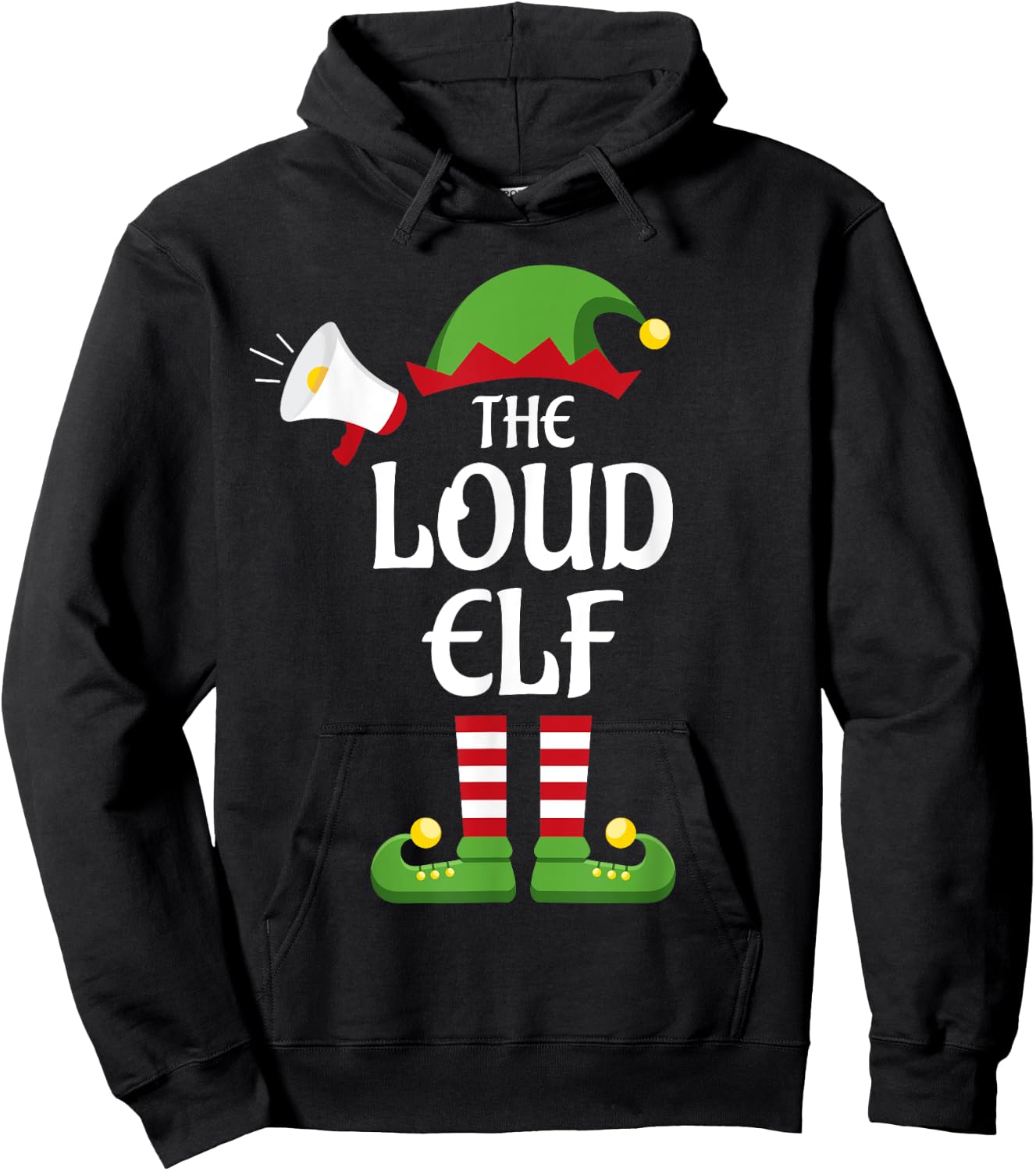 Loud Elf Family Matching Group Christmas Hoodie - Hoodie | Black