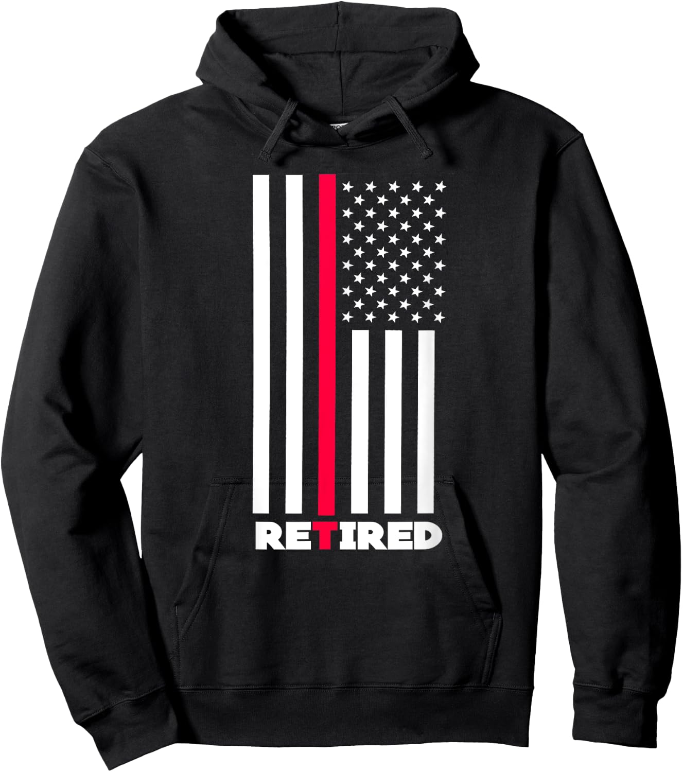 Thin Red Line Retired Firefighter Retirement Gifts Women Men Hoodie - Hoodie | Black
