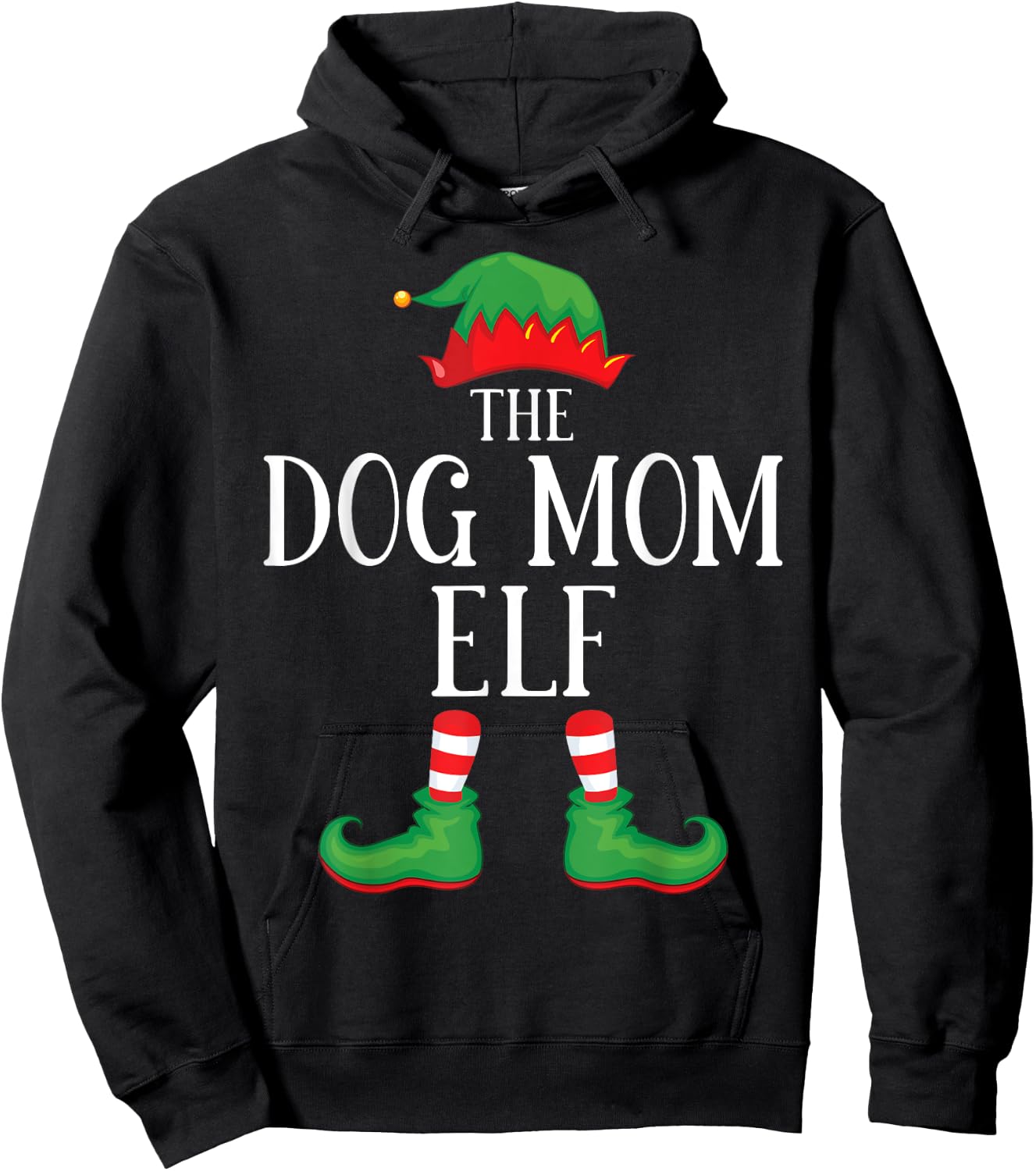Dog Mom Elf Matching Group Xmas Funny Family Christmas Hoodie - Hoodie | Black