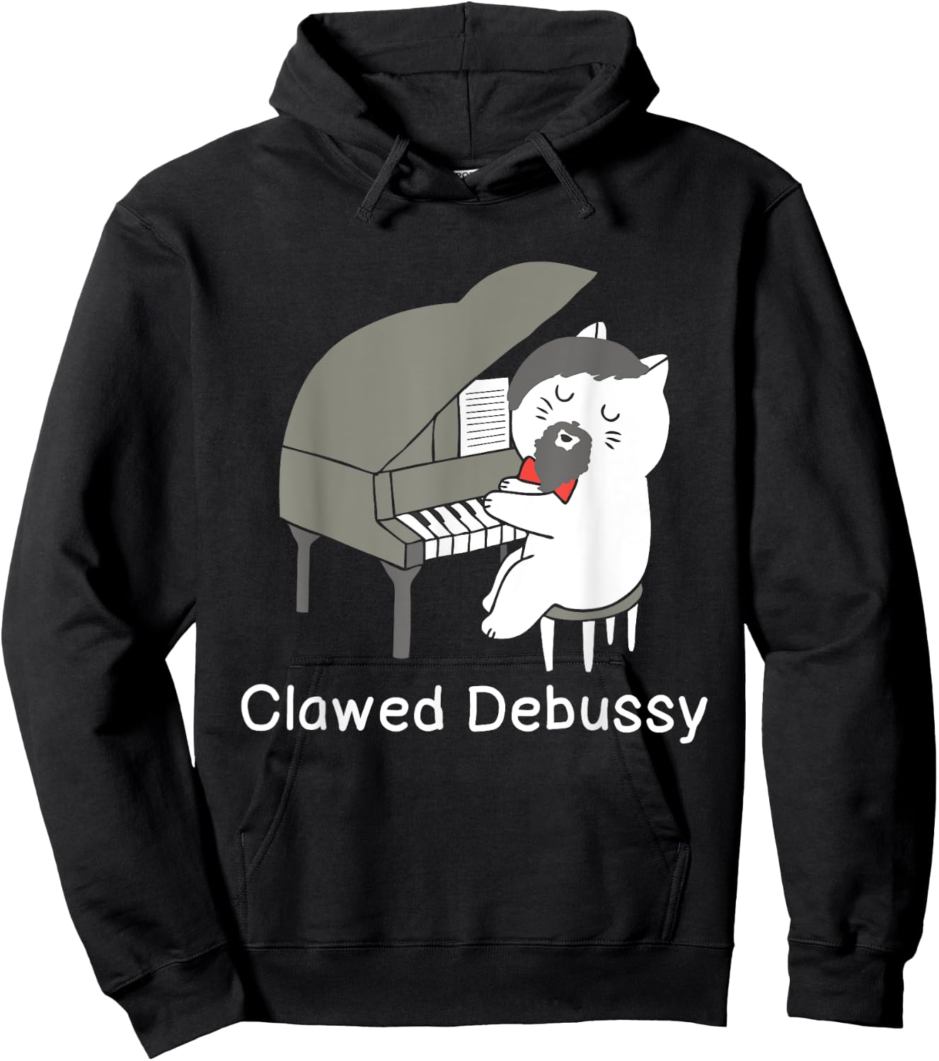 Clawed Debussy Cat Piano - Classical Music Composer Teacher Women Girls Kids Hoodie - Hoodie | Black