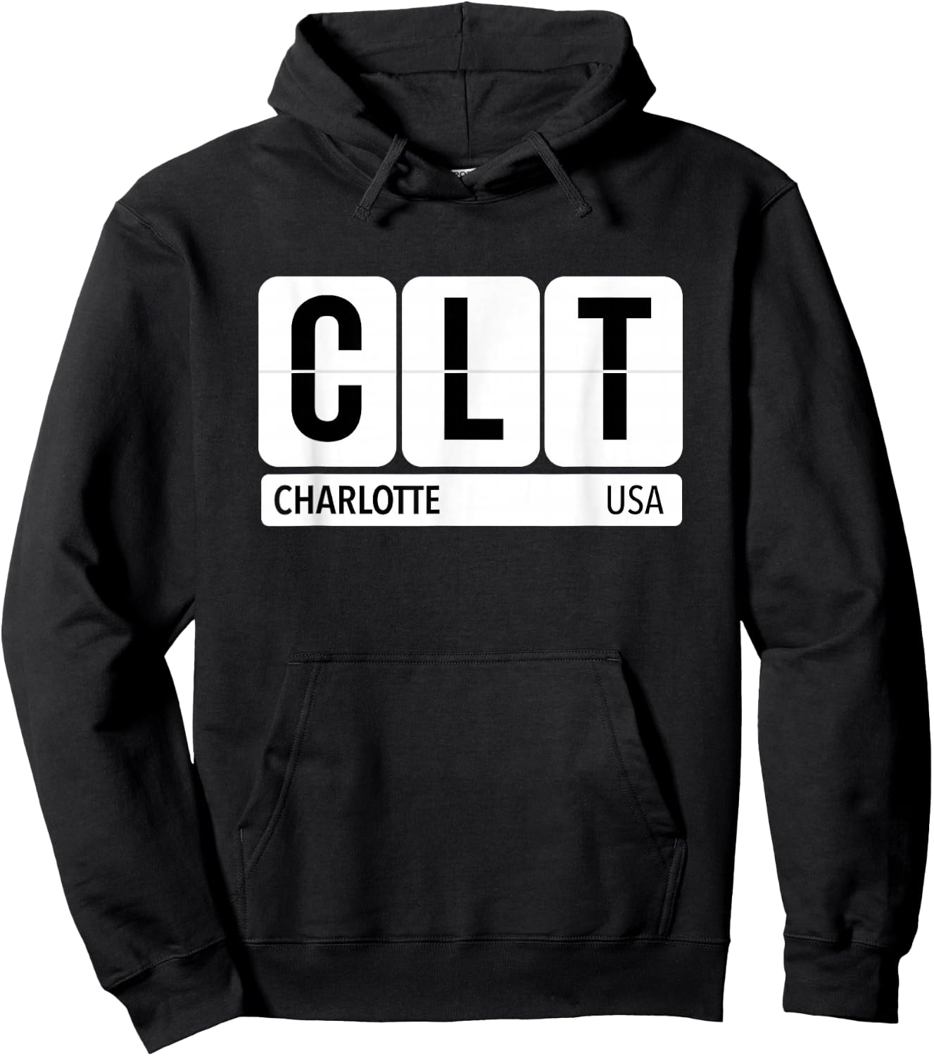 CLT Charlotte NC USA Travel Souvenir Black Text Hoodie - Hoodie | Black