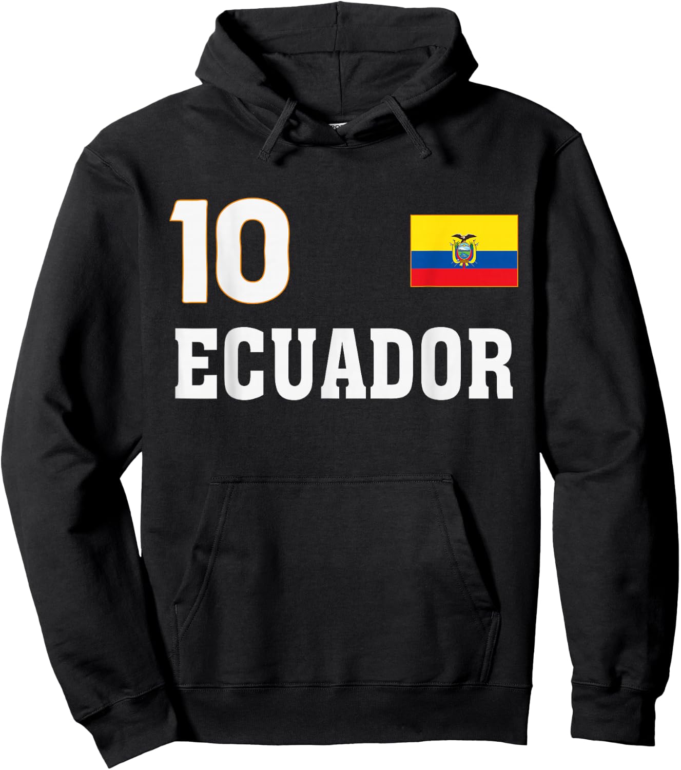 Ecuador Flag Number 10 Shield Emblem National Pride Hoodie - Hoodie | Black