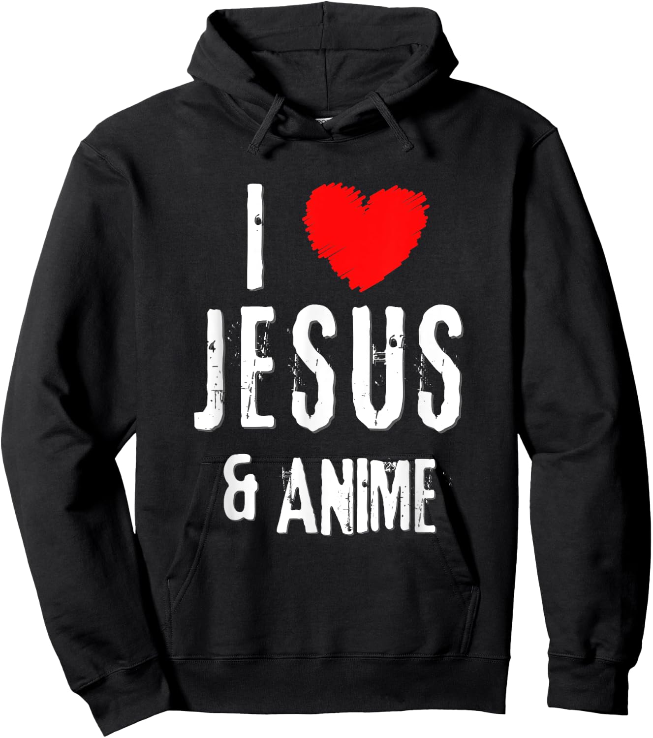 Vintage Grunge I Love JESUS & ANIME, Christian Hoodie - Hoodie | Black