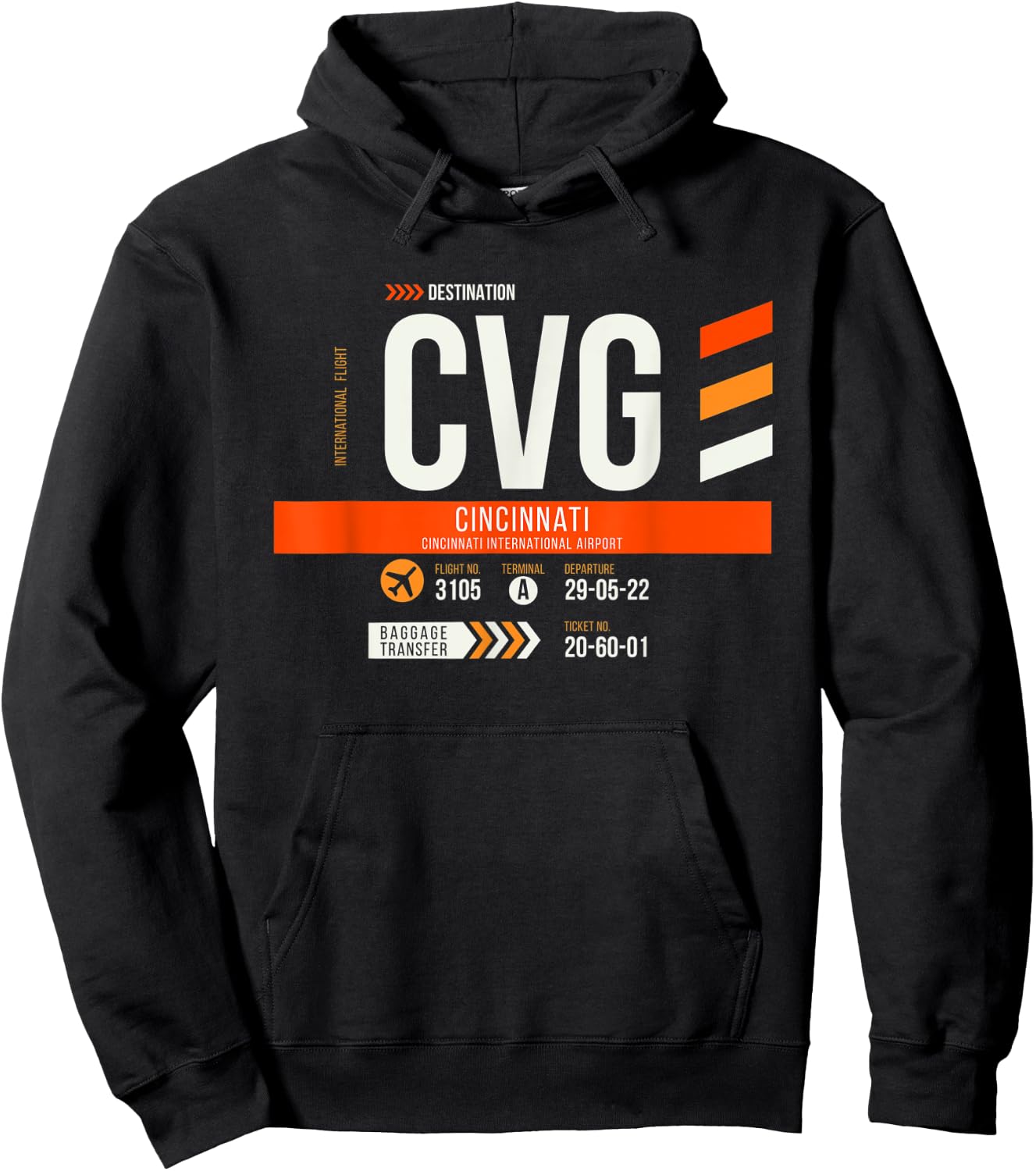 Vintage Cincinnati CVG Airport Code Travel Day Retro Travel Hoodie - Hoodie | Black