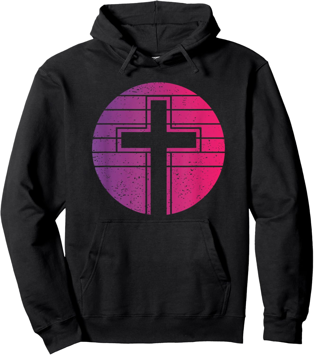 Jesus Cross Retro Style Vintage Hoodie - Hoodie | Black