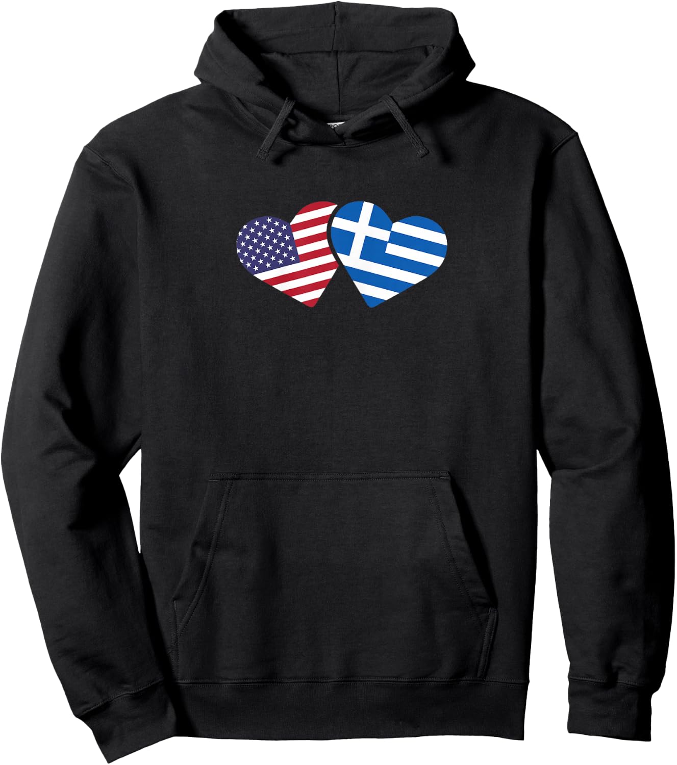 Greece USA Flag T Shirt Heart Greek American Love Hoodie - Hoodie | Black