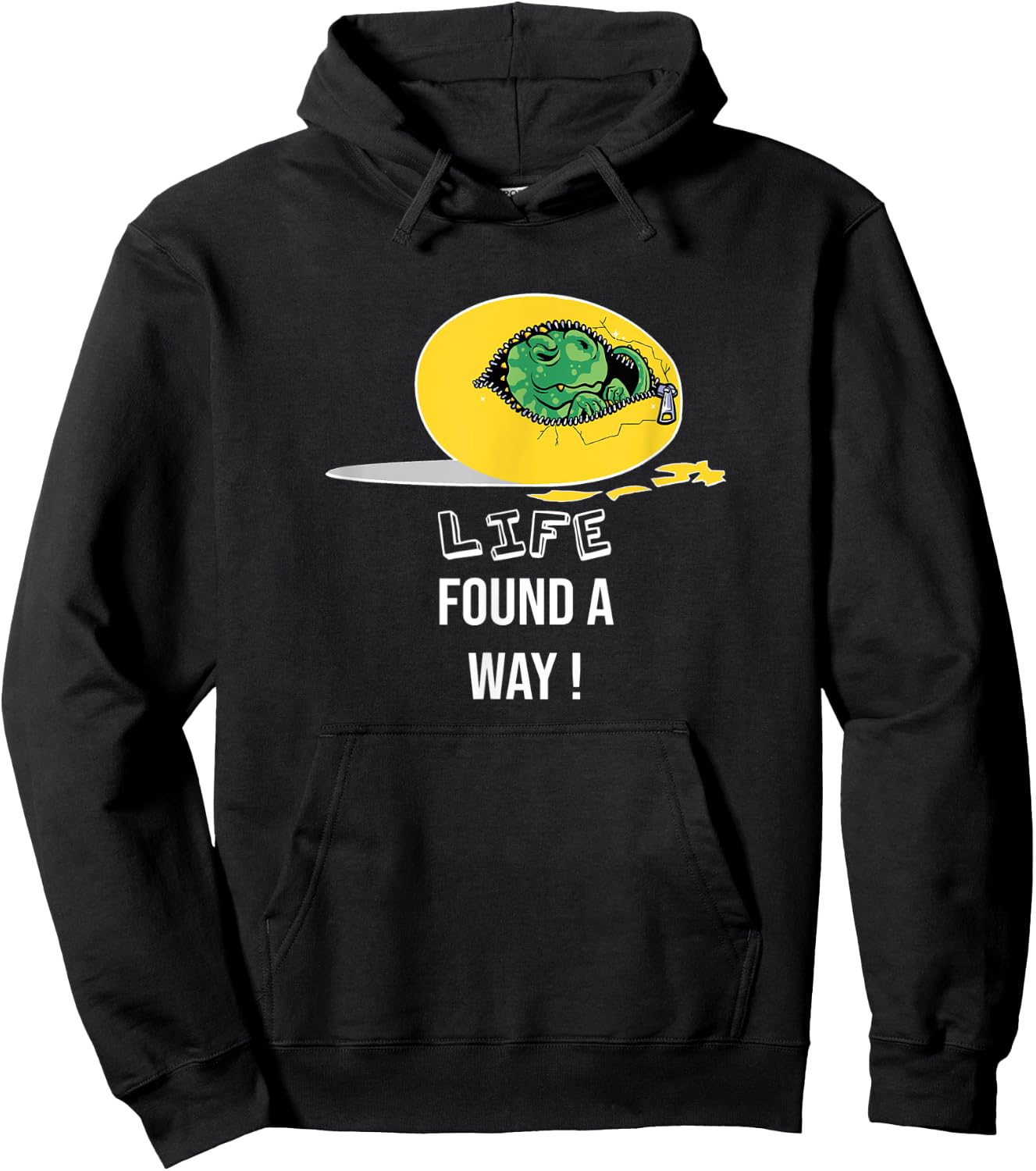 Life finds a way, dino egg, quote dinosaur Hoodie - Hoodie | Black