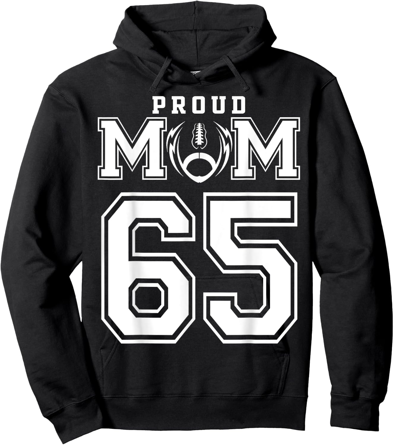 Custom Proud Football Mom Number 65 Personalized Hoodie - Hoodie | Black