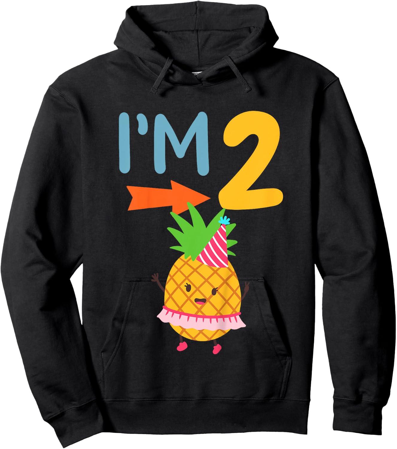 Kids 2nd Birthday Party Pineapple I’m 2 Two Years Old Hoodie - Hoodie | Black