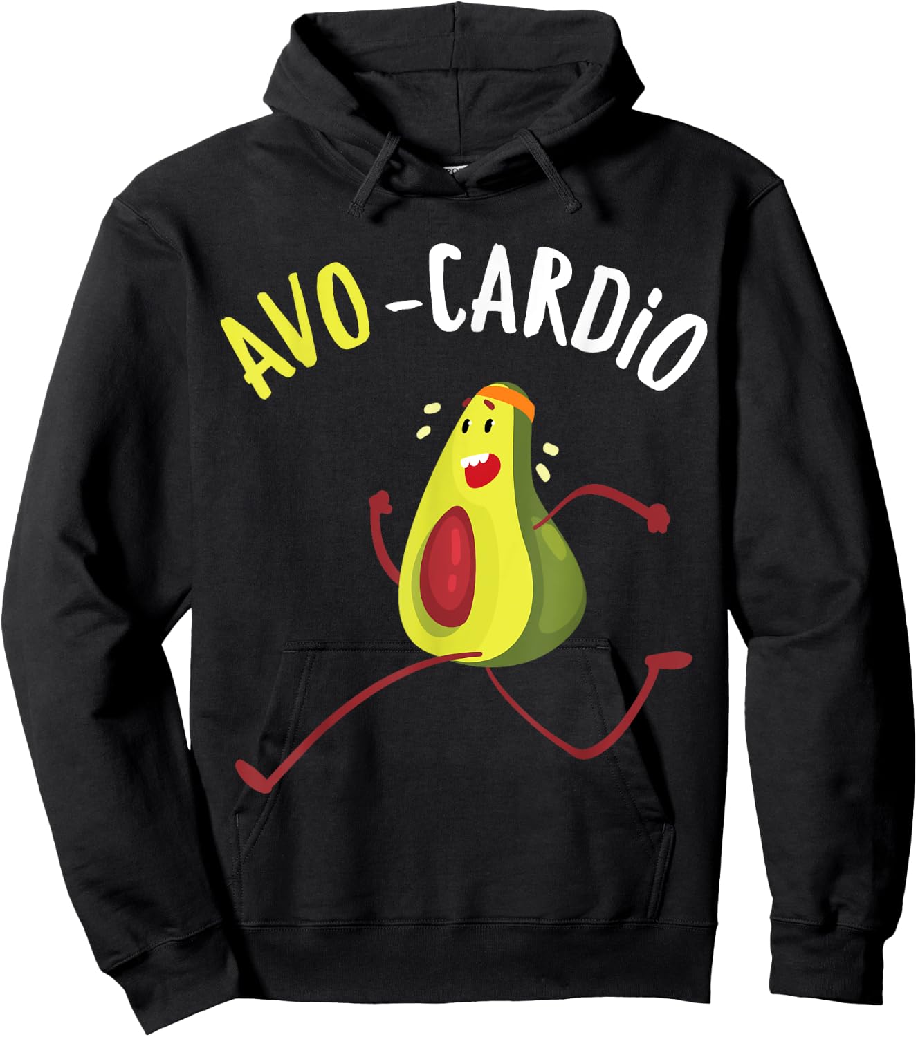 Funny Avo-Cardio Pun Workout Running Avocado Hoodie - Hoodie | Black