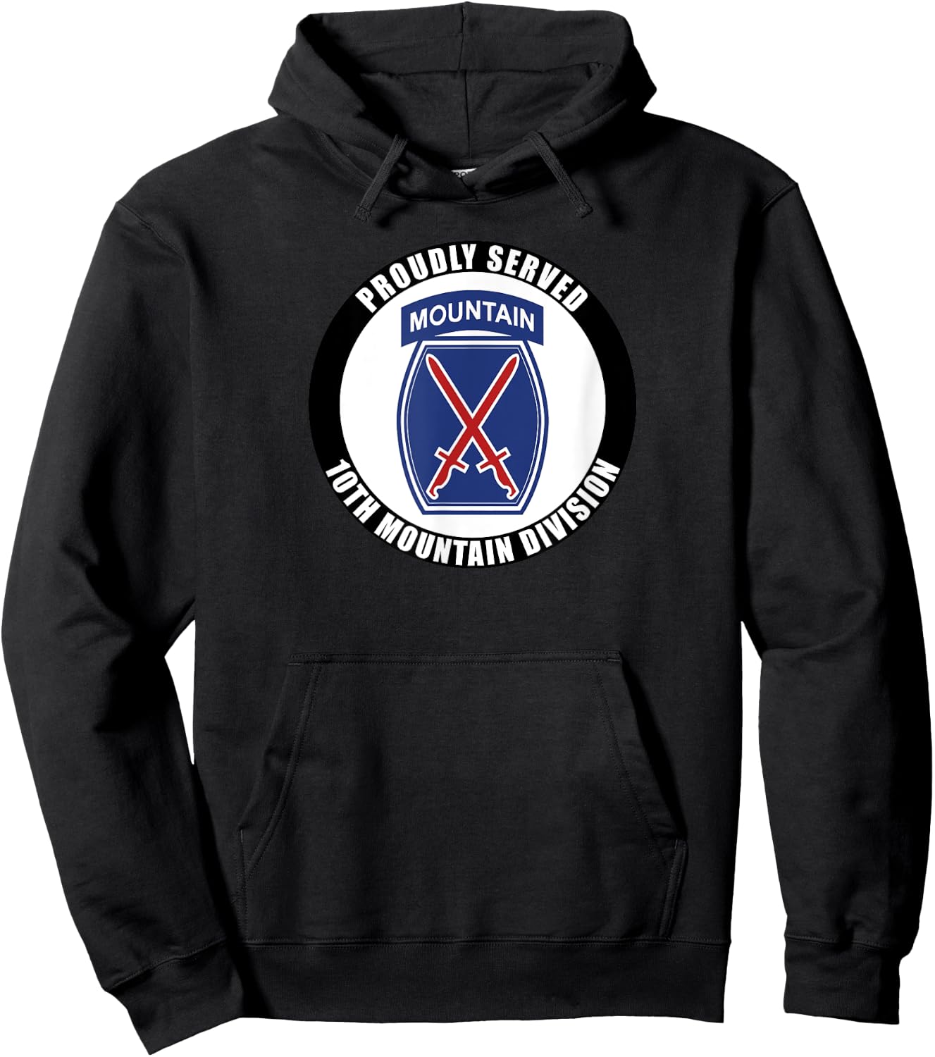 Proudly Served 10th Mountain Division Military Army Veteran Hoodie - Hoodie | Black