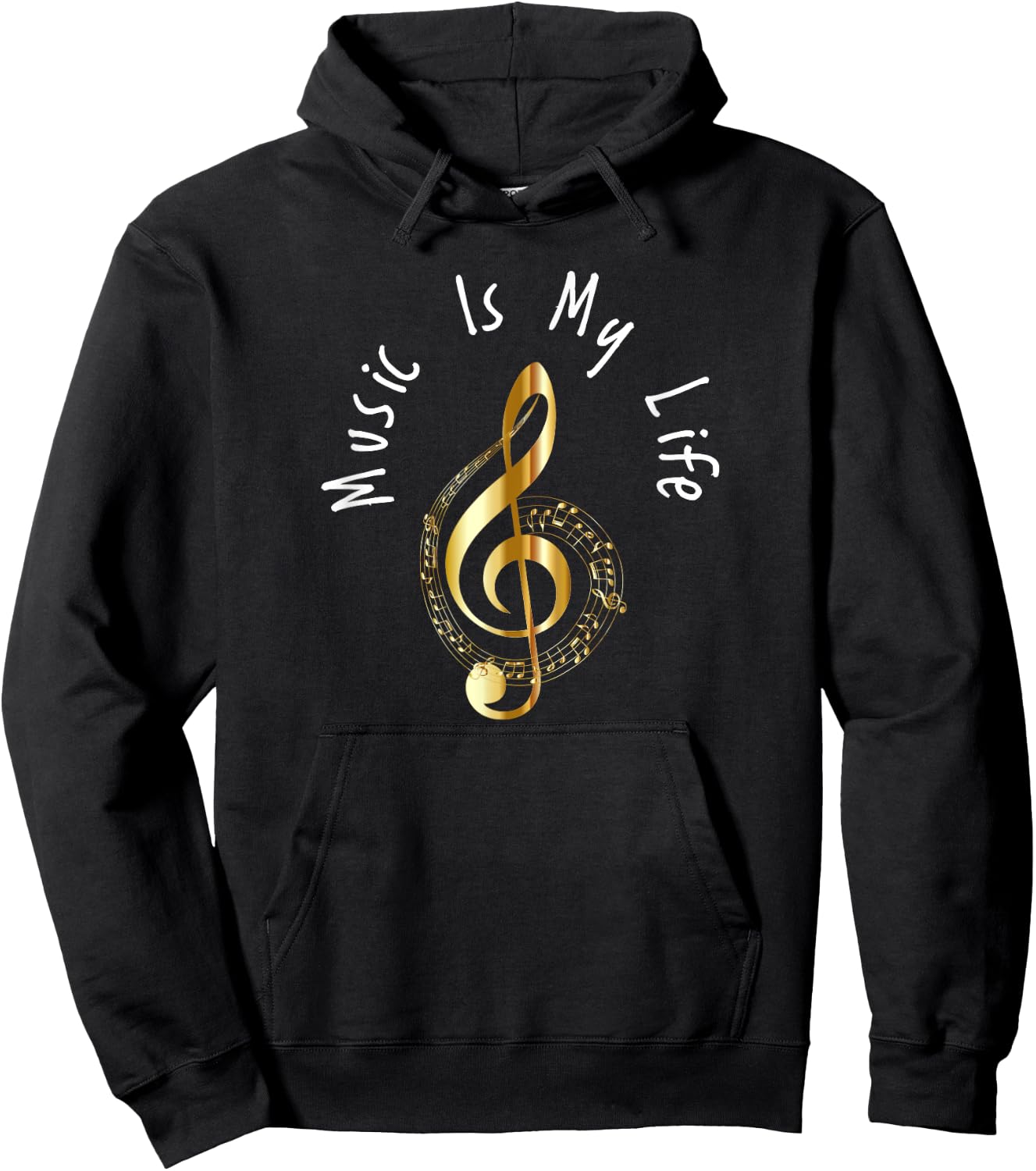 Music Is My Life Musical Note Hoodie - Hoodie | Black