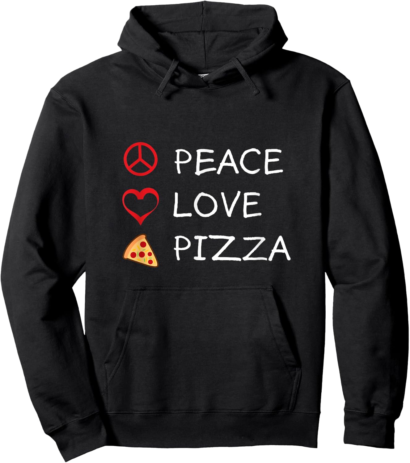 Peace Love Pizza Hippie Italian Foodies Funny Humor Hoodie - Hoodie | Black