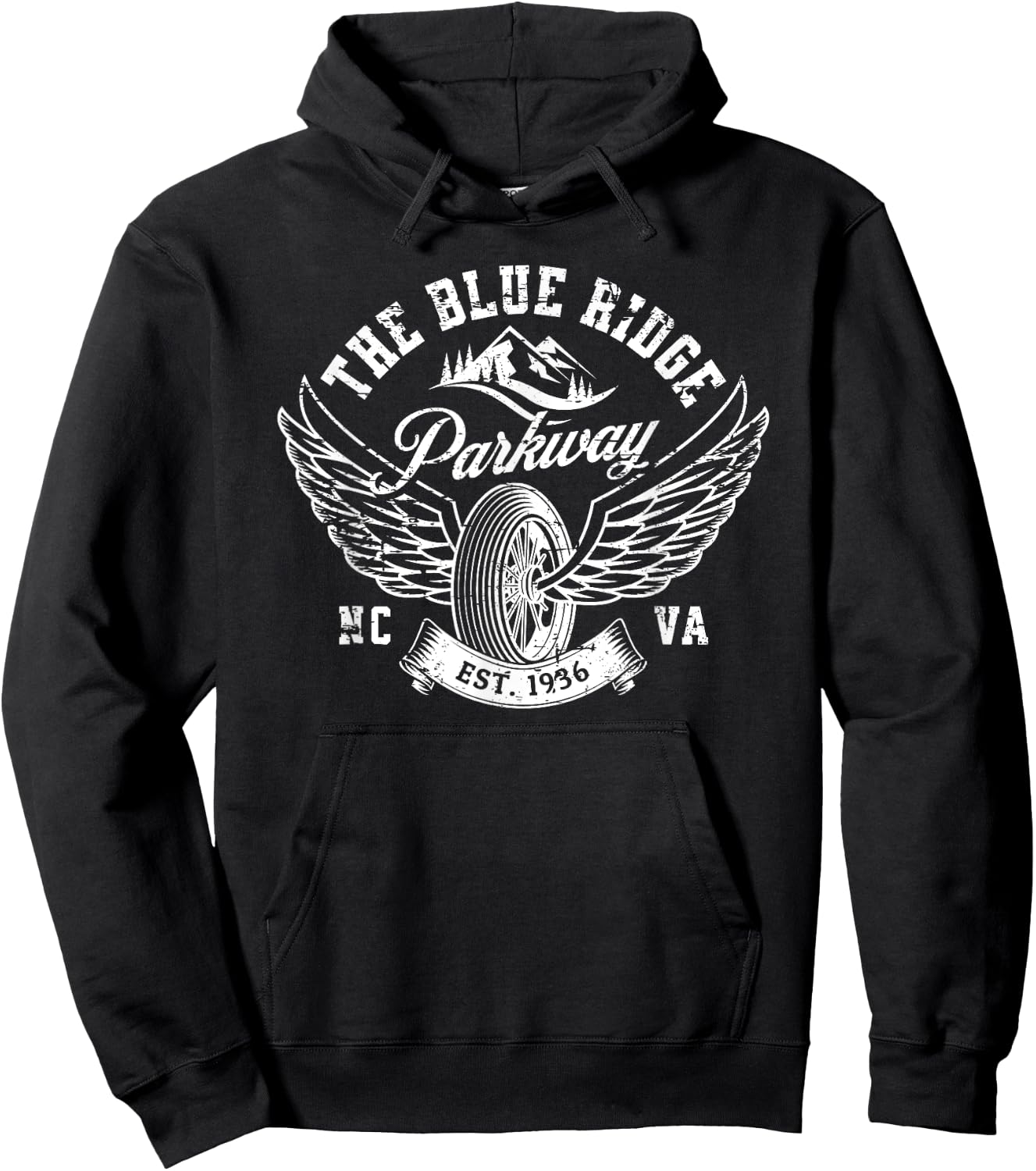 Vintage Blue Ridge Parkway NC VA USA Hoodie - Hoodie | Black