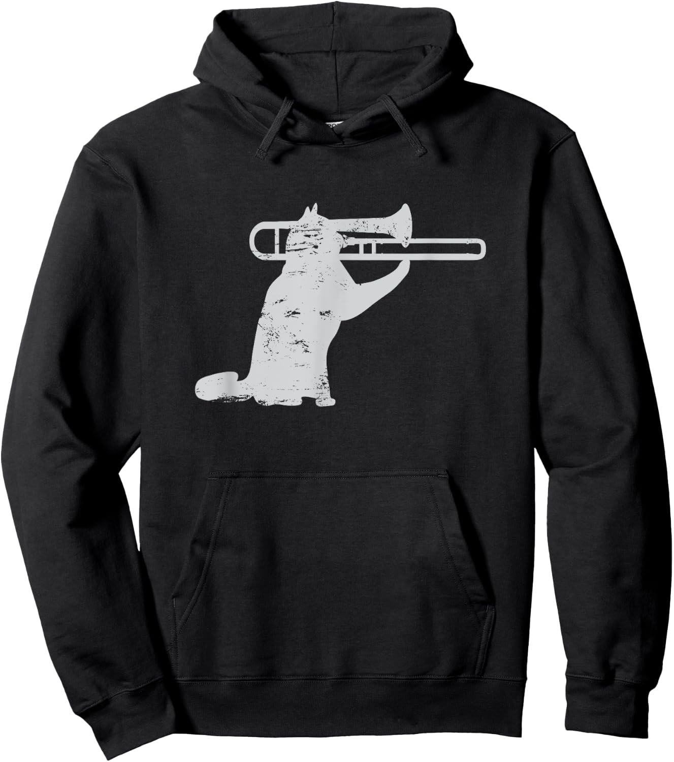 Jazz Cat Playing Trombone For Brass Players Hoodie - Hoodie | Black
