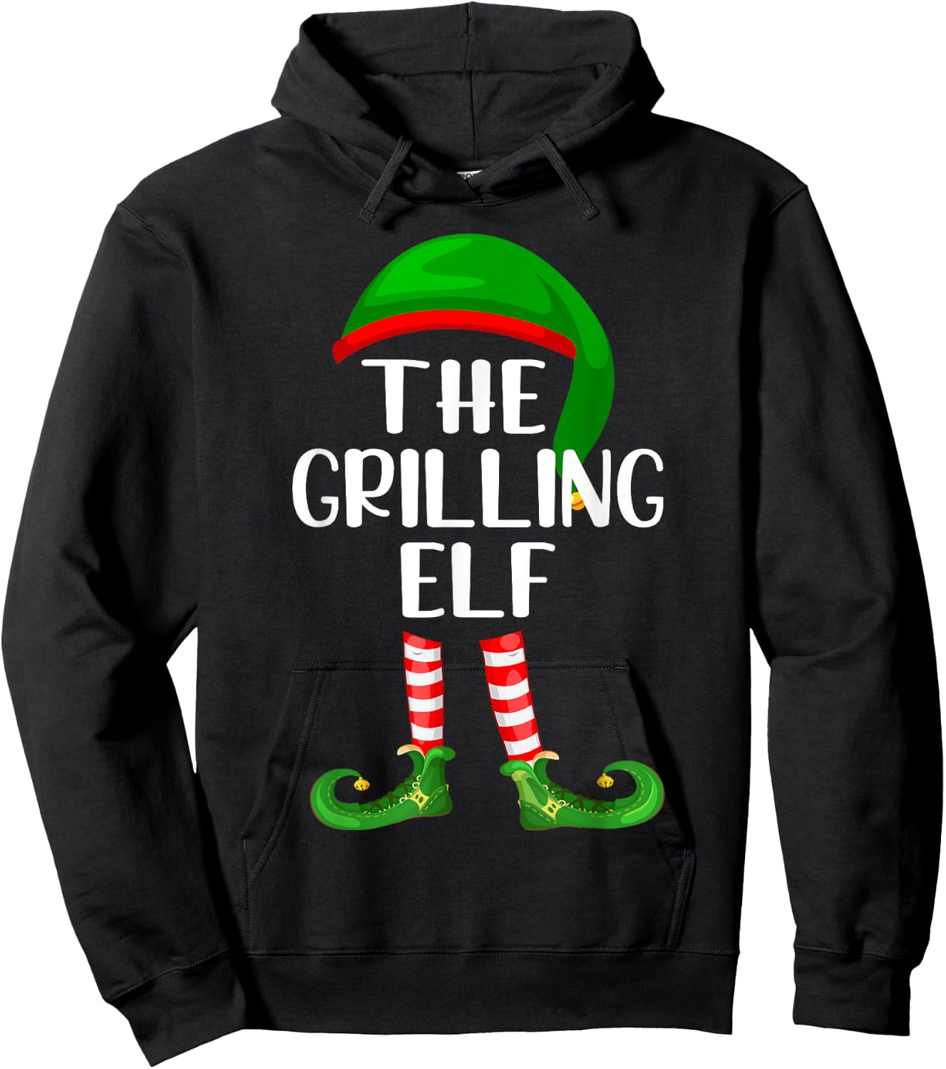 Funny The Grilling Elf Matching Family Christmas Hoodie - Hoodie | Black