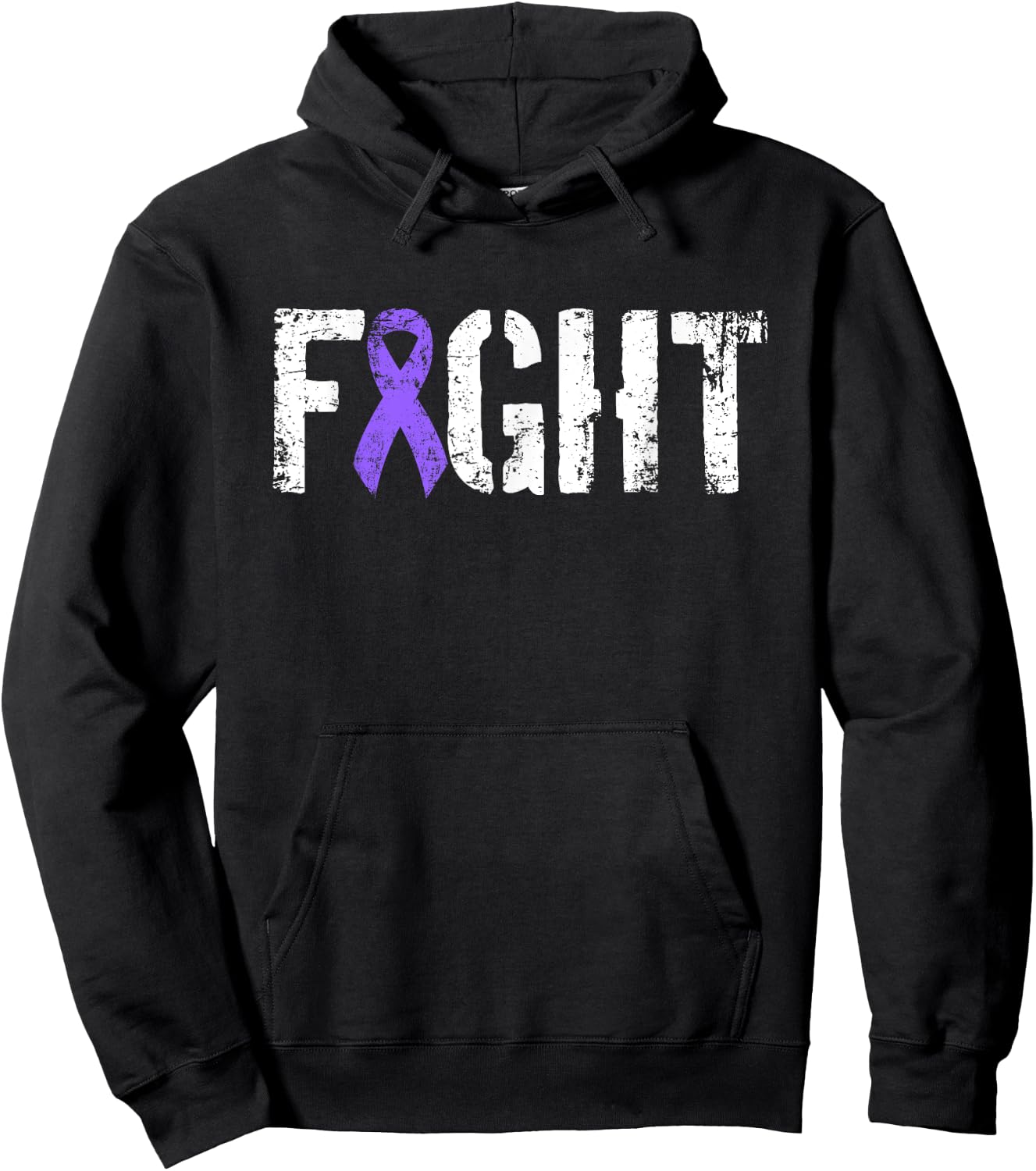 Fight Hodgkins Lymphoma Cancer - Military Purple Ribbon Hoodie - Hoodie | Black