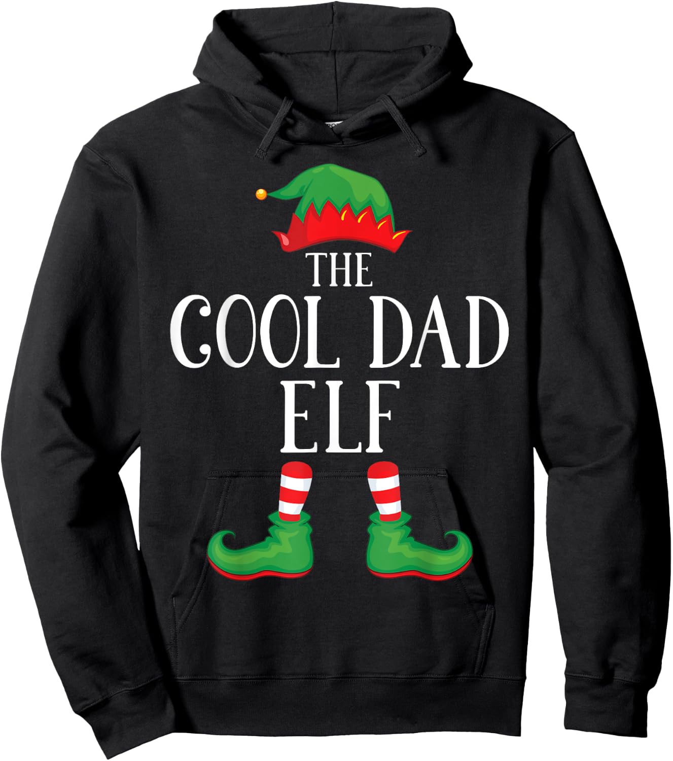 Cool Dad Elf Matching Group Xmas Funny Family Christmas Hoodie - Hoodie | Black