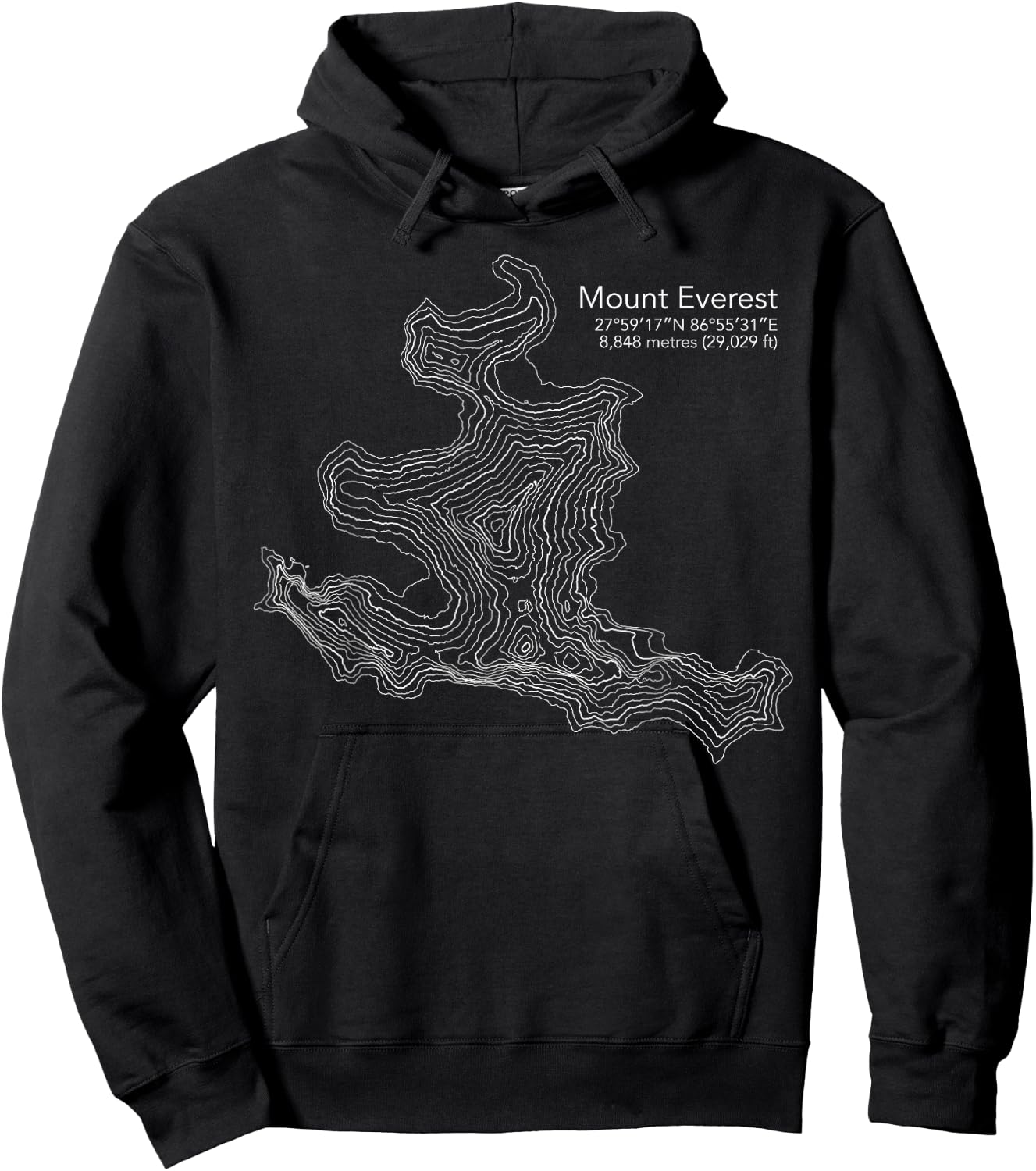Everest Topographic Map - Mount Everest Gift Hoodie - Hoodie | Black