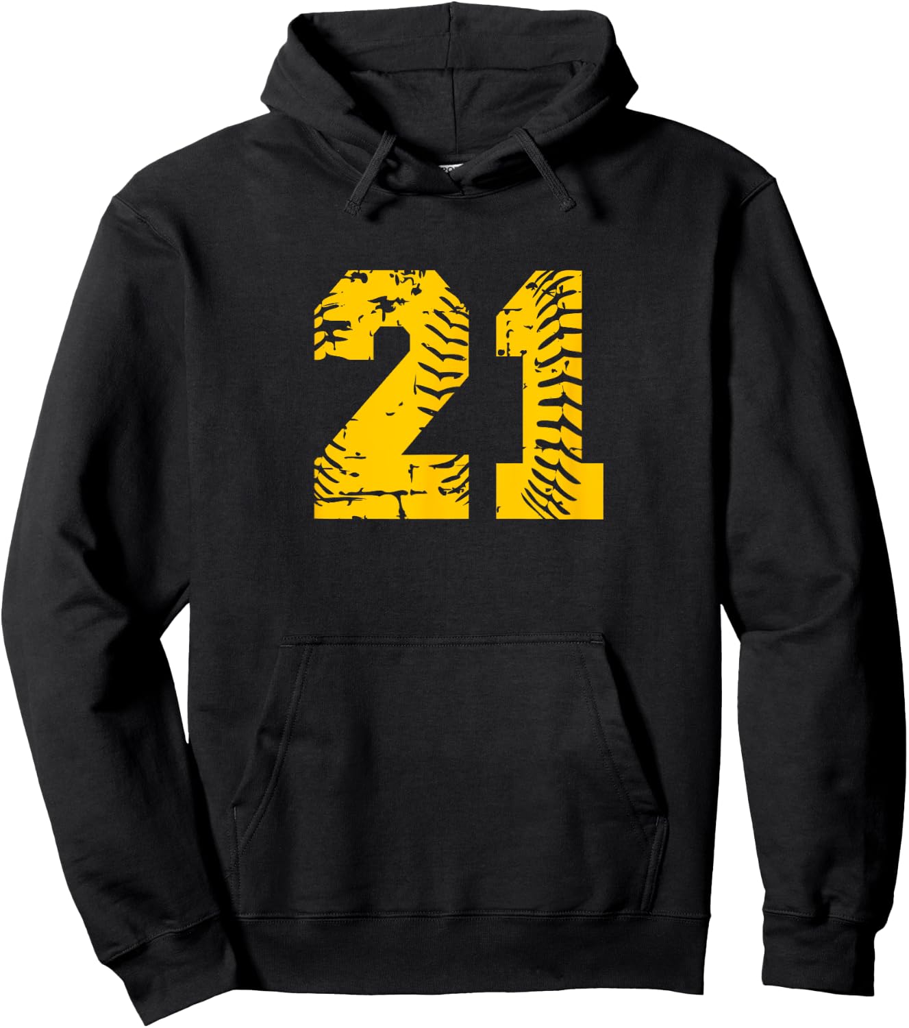 Baseball Softball Number #21 Yellow Birthday Lucky Number Hoodie - Hoodie | Black