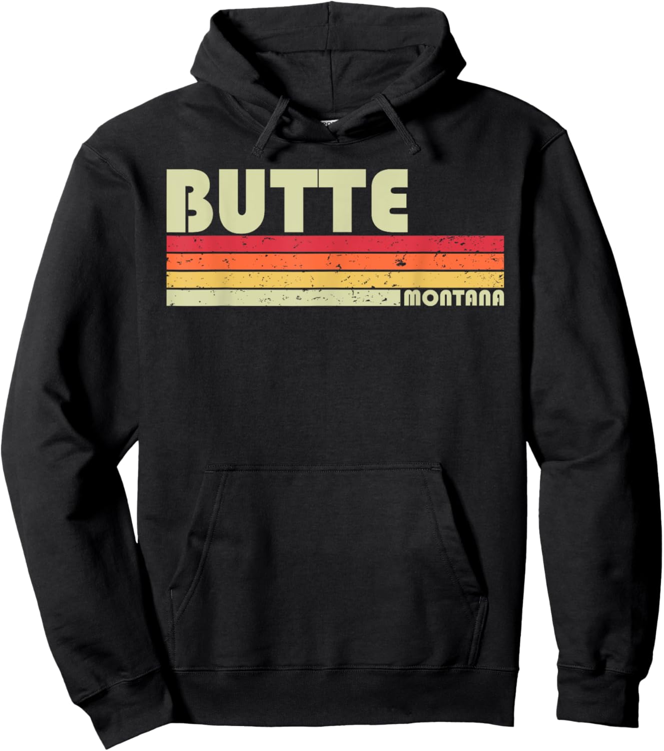 BUTTE MT MONTANA Funny City Home Roots Gift Retro 70s 80s Hoodie - Hoodie | Black