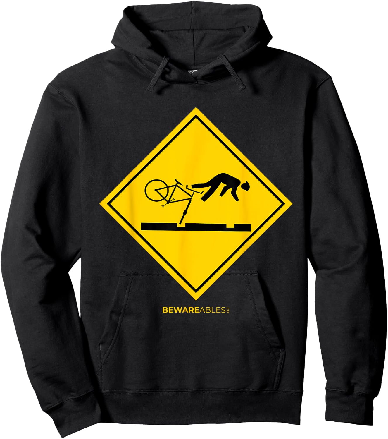 Falling bicyclists ahead caution sign funny cycling bike MTB Hoodie - Hoodie | Black