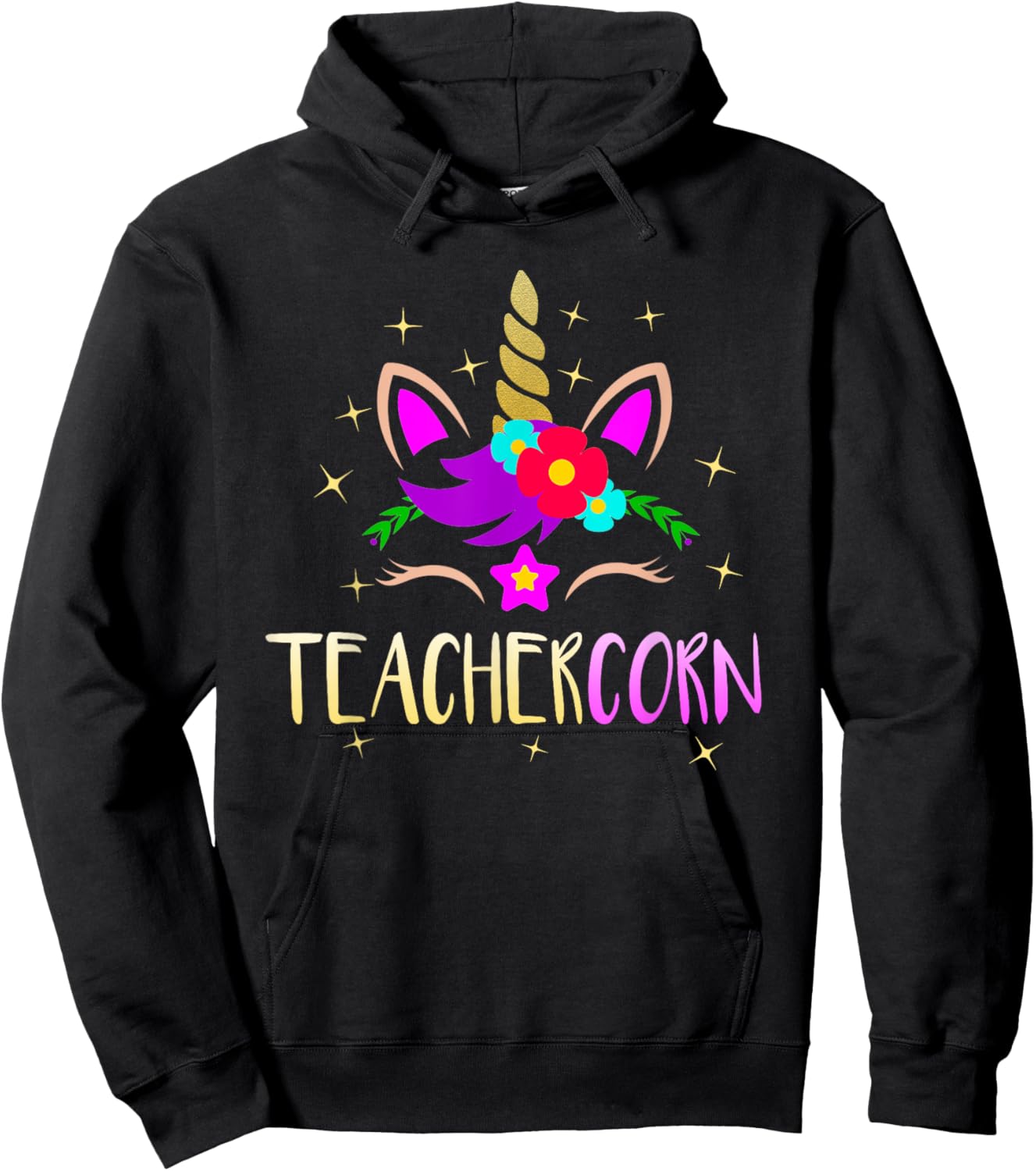 Teachercorn Funny Unicorn Teacher Gift Hoodie - Hoodie | Black