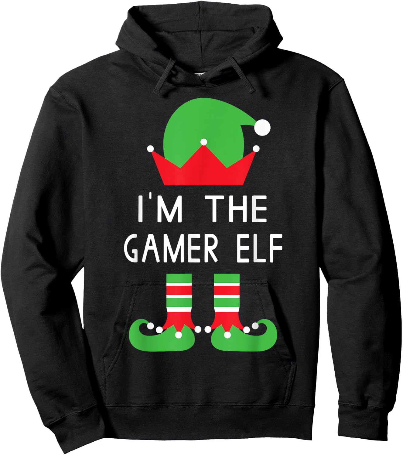 I'm The Gamer Elf Funny Christmas T Shirt Hoodie - Hoodie | Black