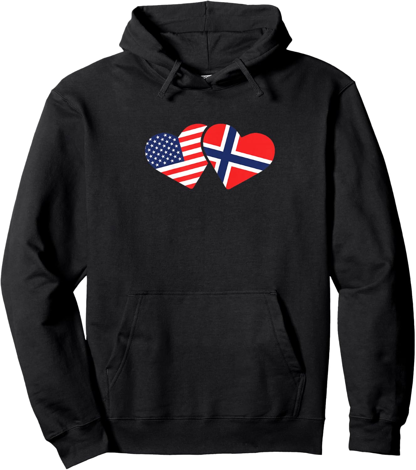 Norway USA Flag T Shirt Heart Norwegian American Love Hoodie - Hoodie | Black