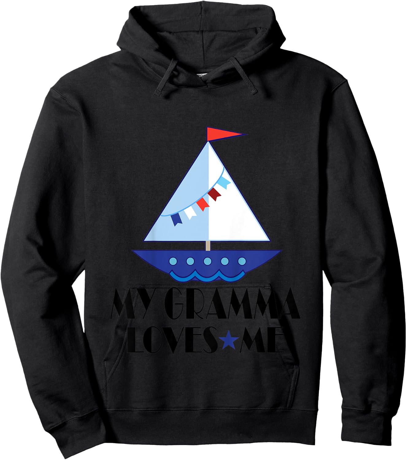 Kids My Gramma Loves Me Grandson Sailboat Hoodie - Hoodie | Black