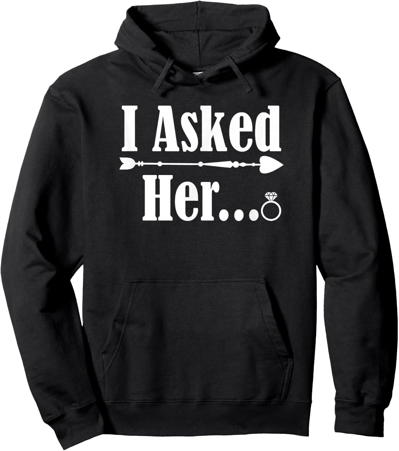 I Asked Her Engagement Couple Him 2021 Wedding Marriage Fun Hoodie - Hoodie | Black