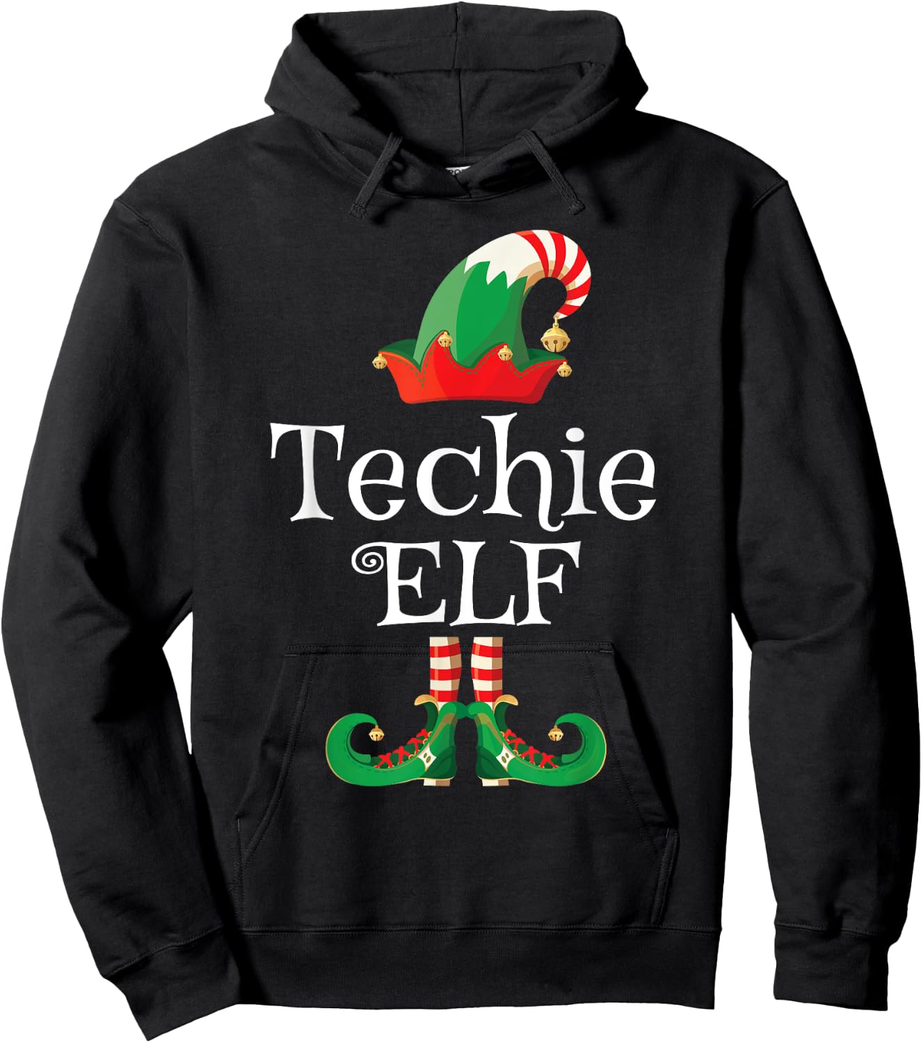 Techie Tech Elf Shirt Funny Costume Matching Christmas Hoodie - Hoodie | Black