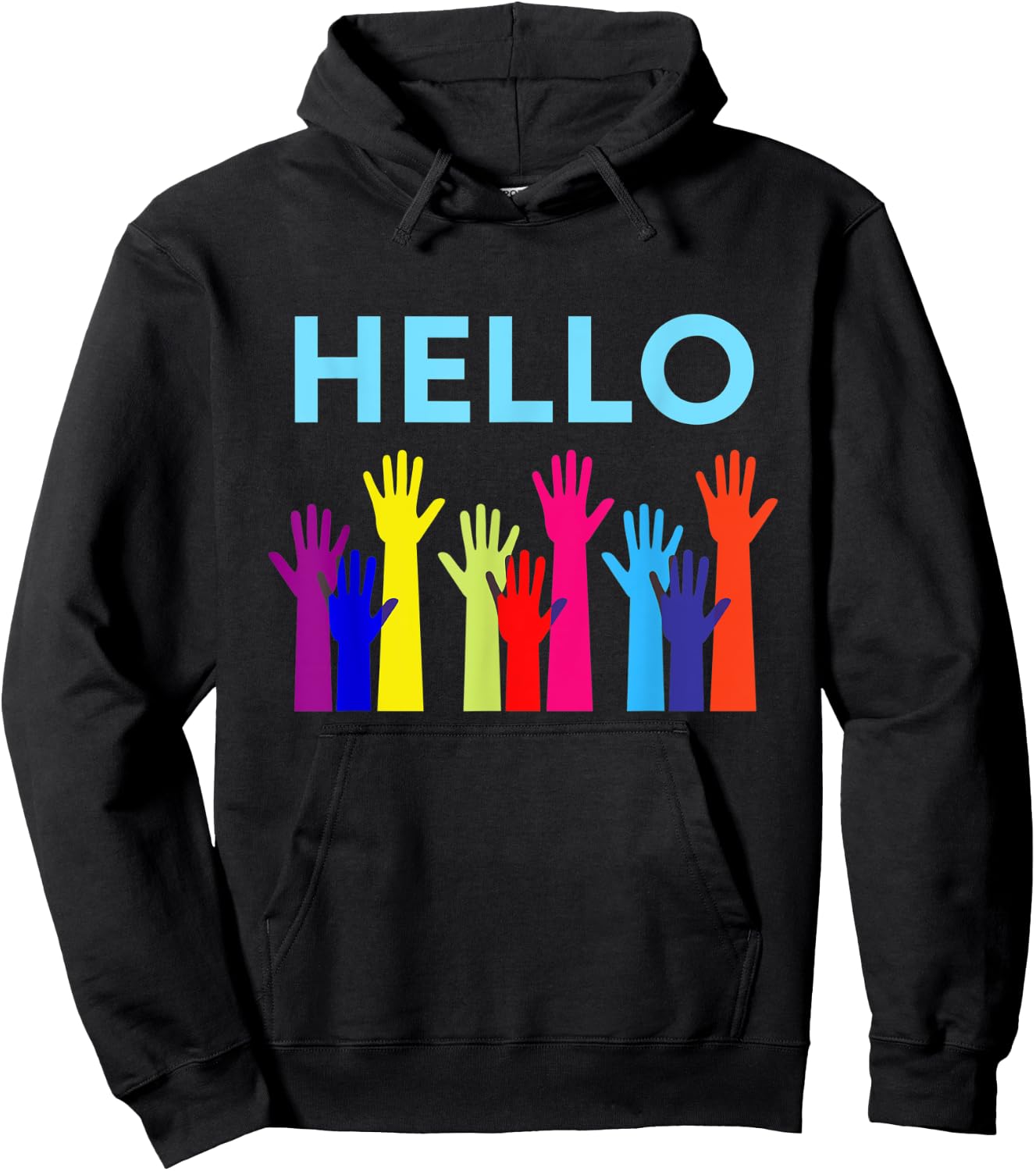 Hello Waving Hands Greeting Gift mom, dad Hoodie - Hoodie | Black
