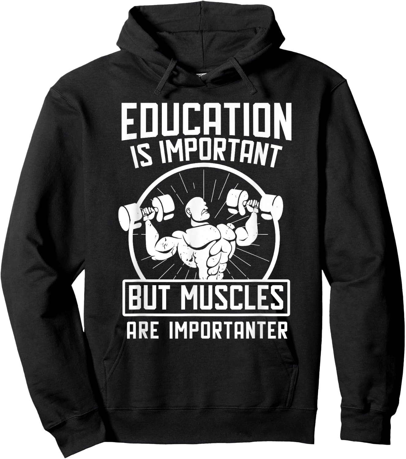 Muscles Is Importanter Funny Body Builder Hoodie - Hoodie | Black