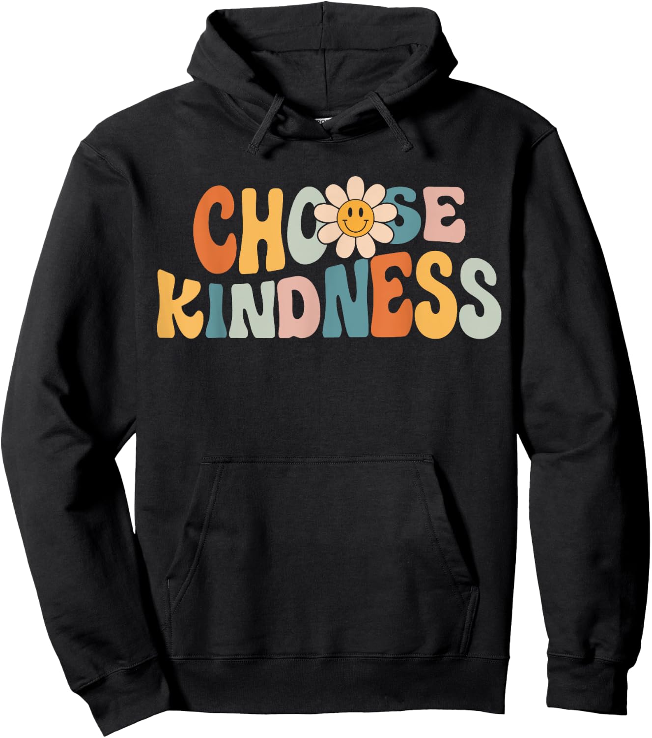 Choose Kindness - Retro Groovy Daisy Be Kind Inspirational Hoodie - Hoodie | Black