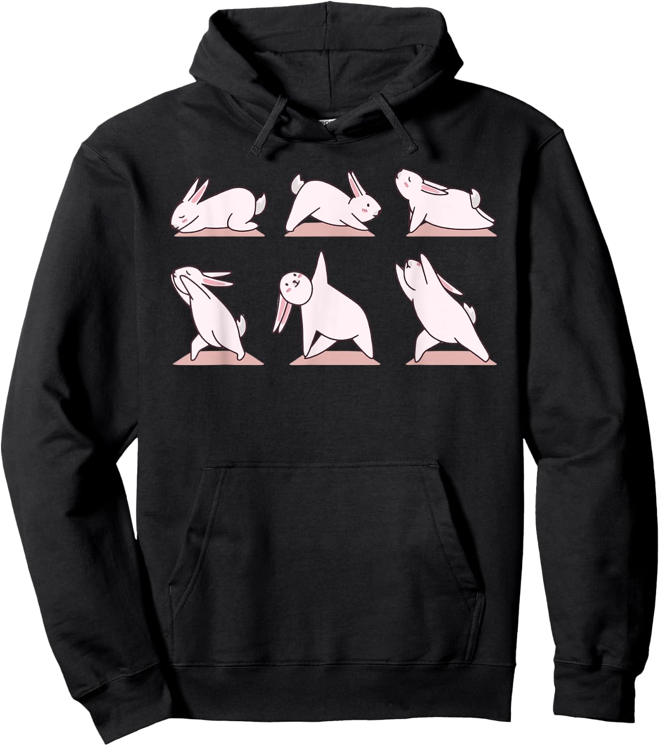 Cute Bunny Yoga Rabbit Poses and Meditation funny Hoodie - Hoodie | Black