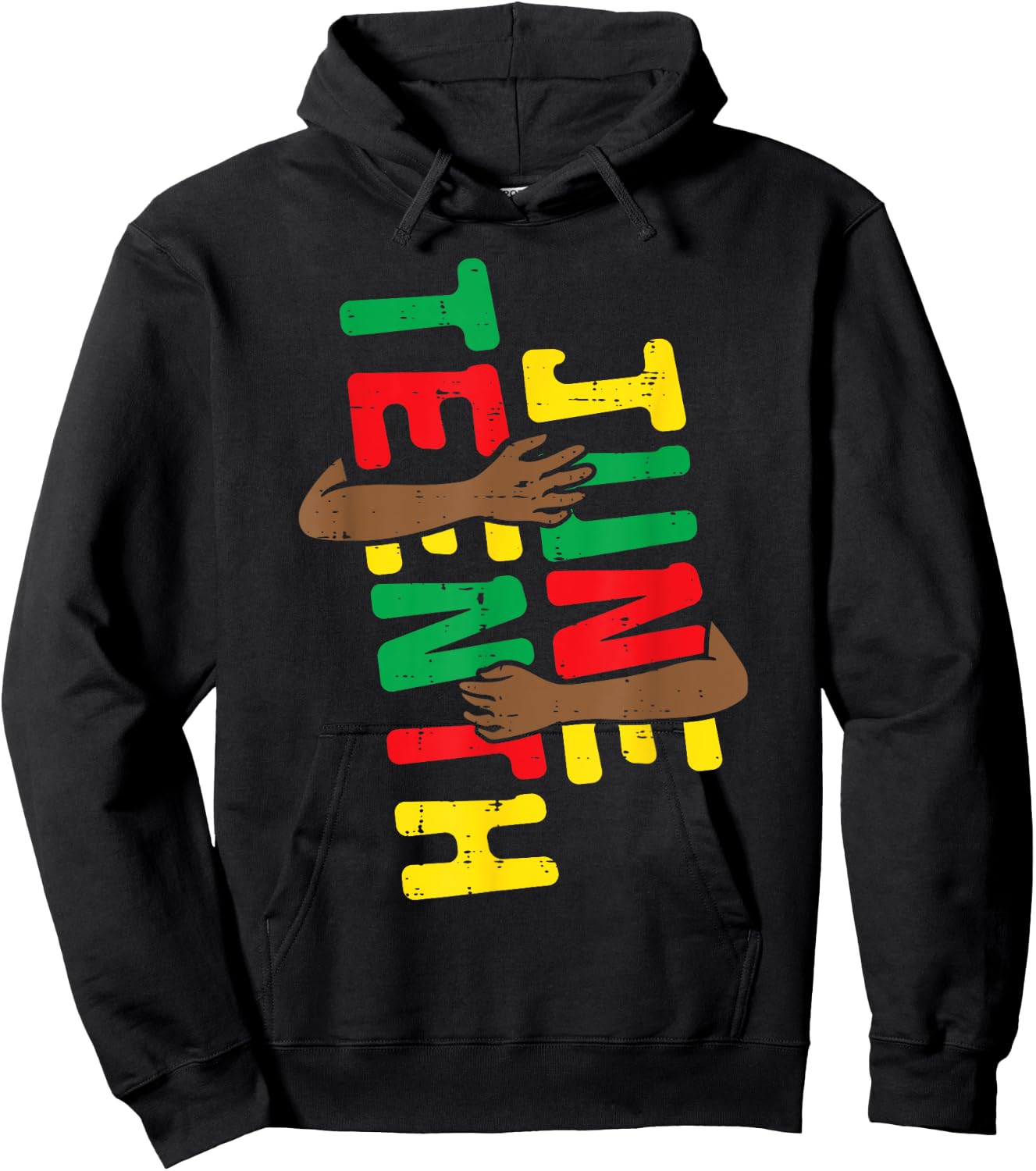 June Teenth Hug Arm Juneteenth June 19th 1865 Men Women Kids Hoodie - Hoodie | Black