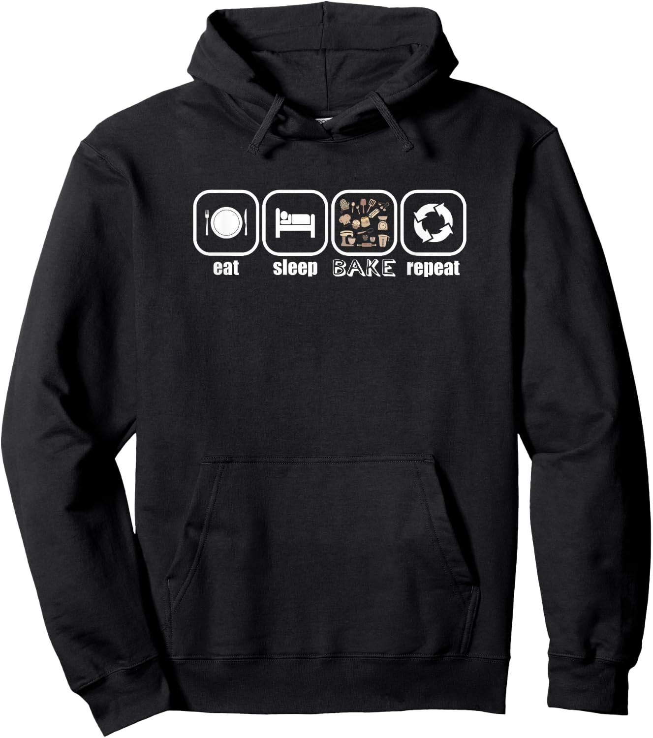 Eat, Sleep, Bake, Repeat - Funny Baker, Cook, Chef, Pastry Hoodie - Hoodie | Black