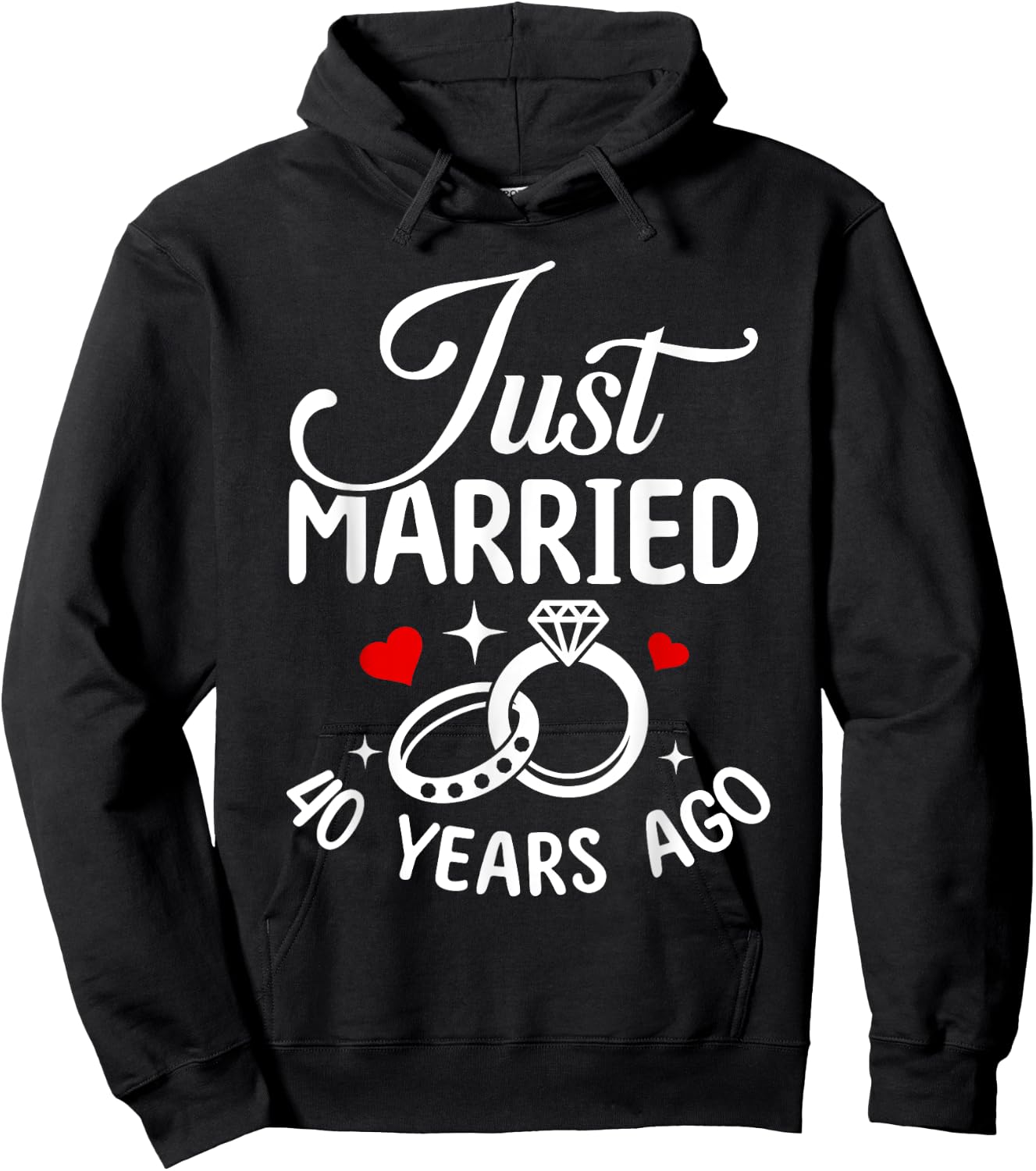 Just Married 40 Years Ago 40th Wedding Anniversary Marriage Hoodie - Hoodie | Black
