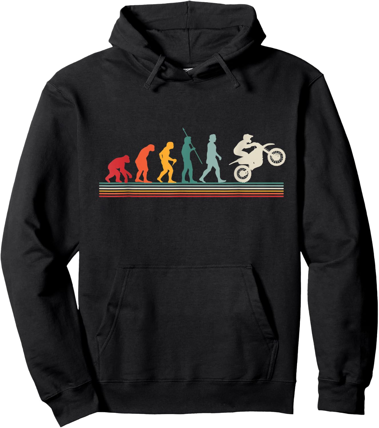 Funny Motorcycle Evolution Biker Retro Hoodie - Hoodie | Black