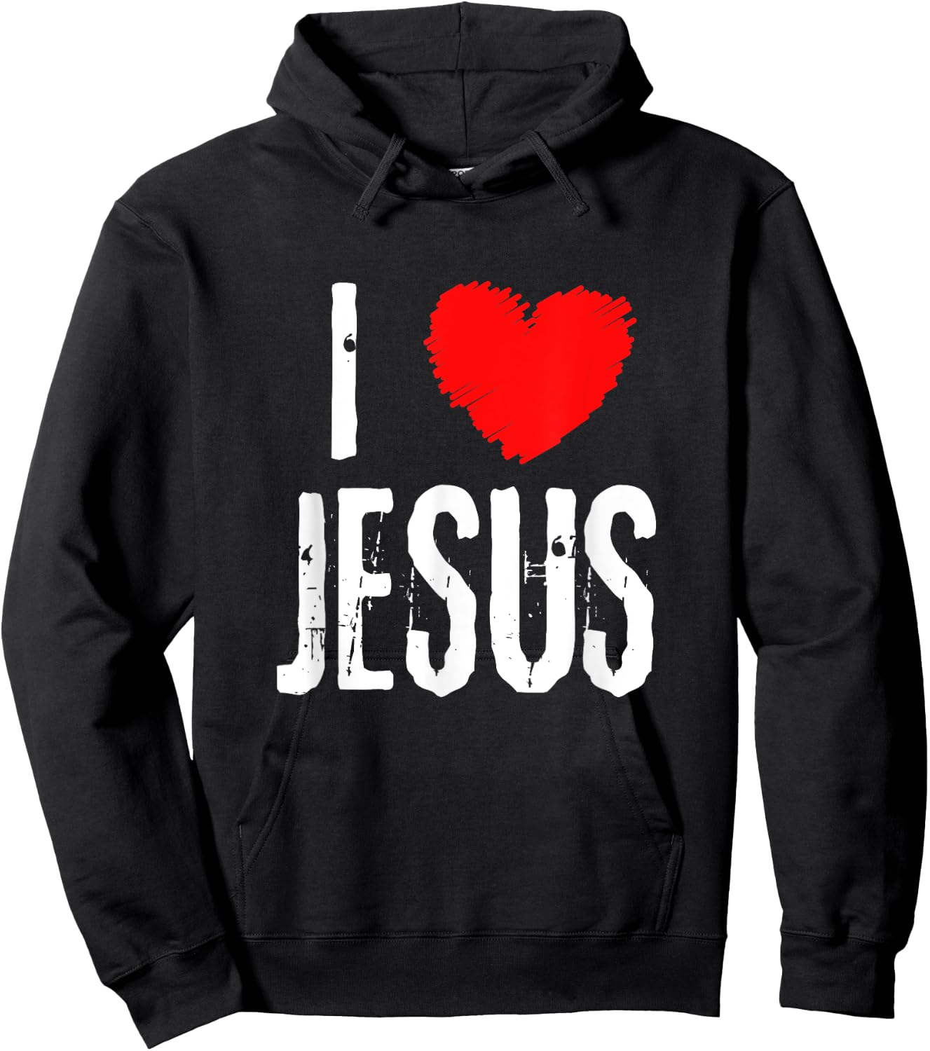 Vintage Grunge I Love JESUS typography, Christian Hoodie - Hoodie | Black
