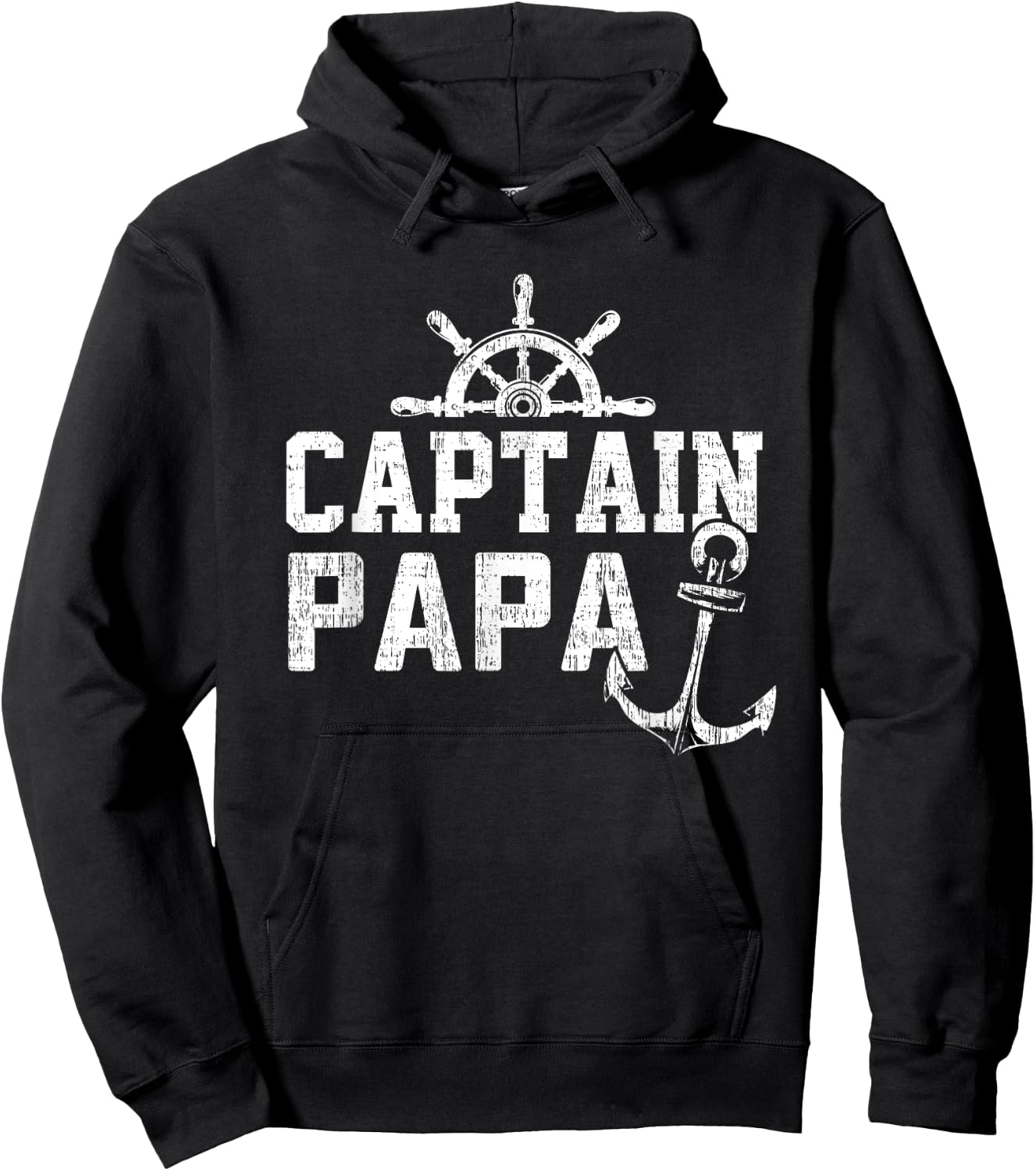 Captain Papa Pontoon Boating Fishing Lake Sailing Family Hoodie - Hoodie | Black