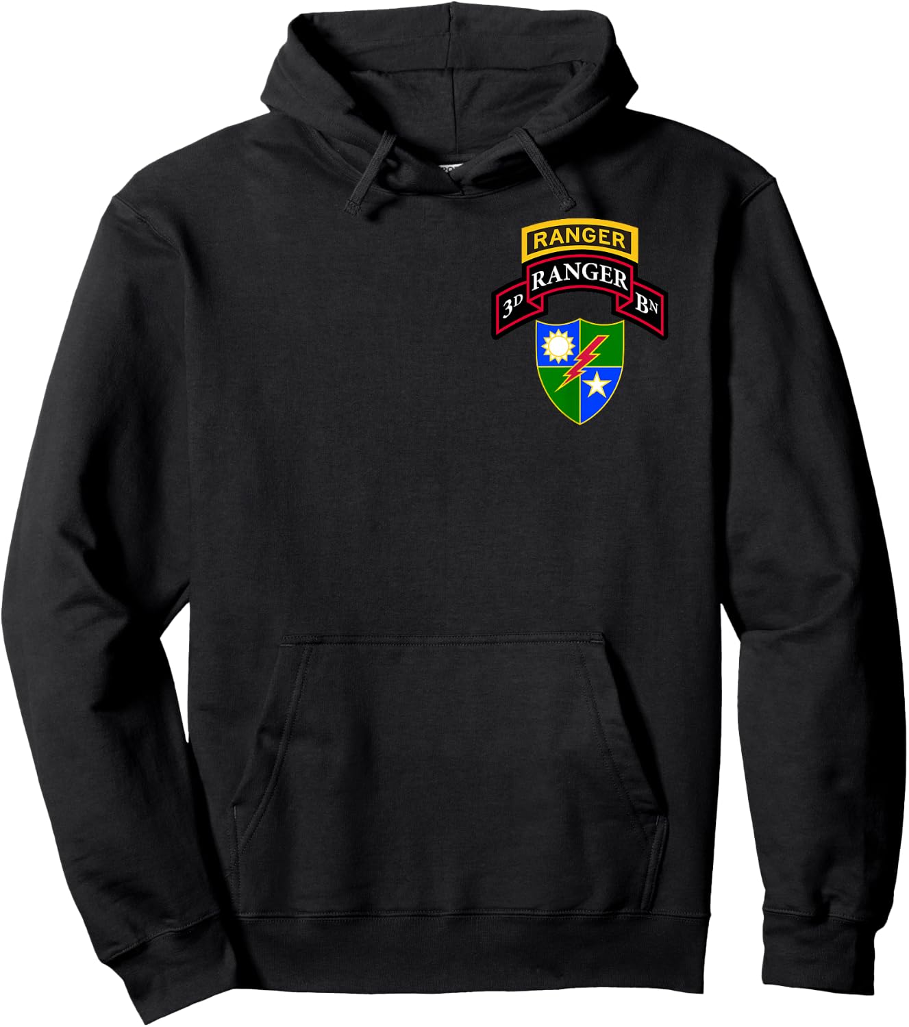 Army Ranger Shirt - 3rd Ranger Shirt - Scroll, Tab, and DUI Hoodie - Hoodie | Black