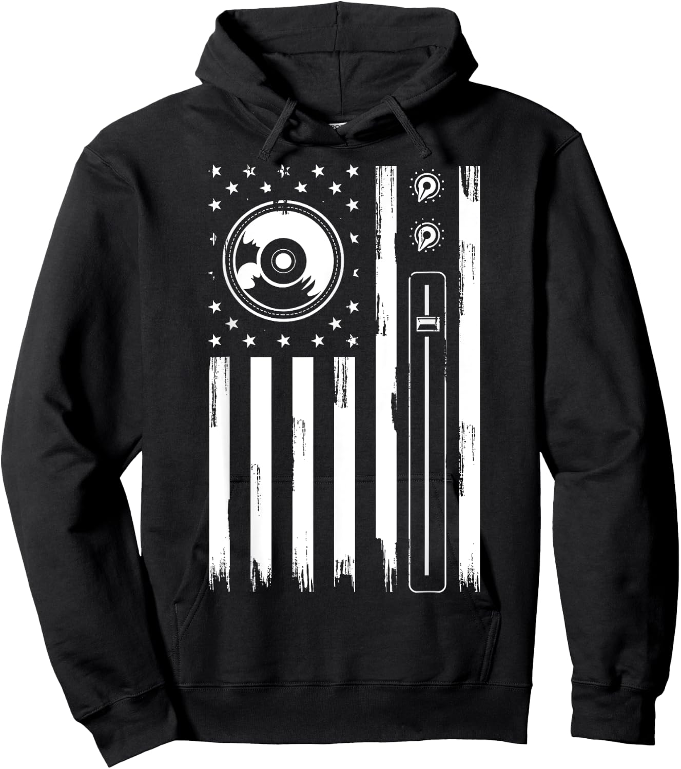 Cool Music Producer Women American Flag Patriotic DJ Hoodie - Hoodie | Black