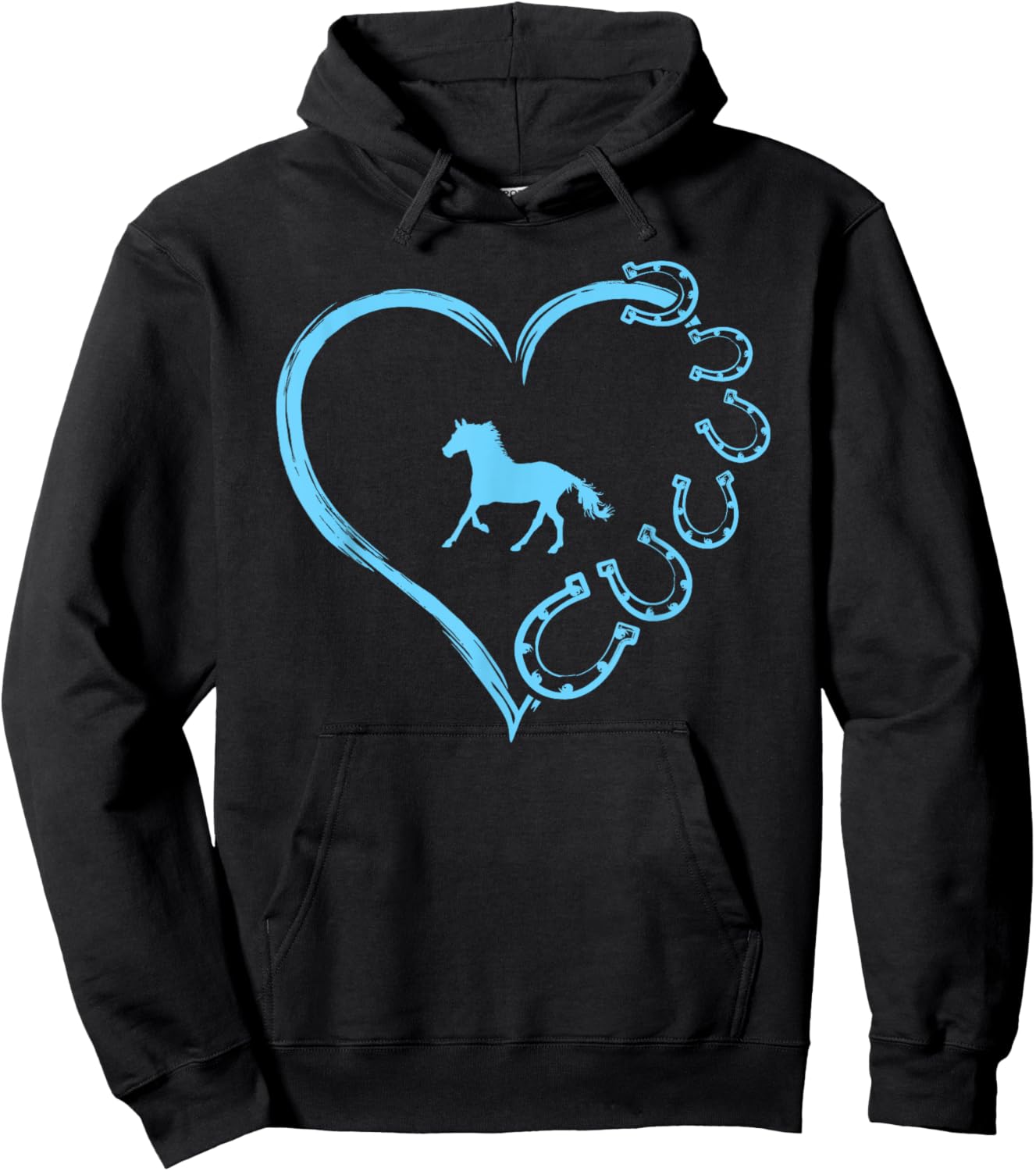 Funny Horseshoe Heart Cute Horse Mom Horseback Riding Hoodie - Hoodie | Black